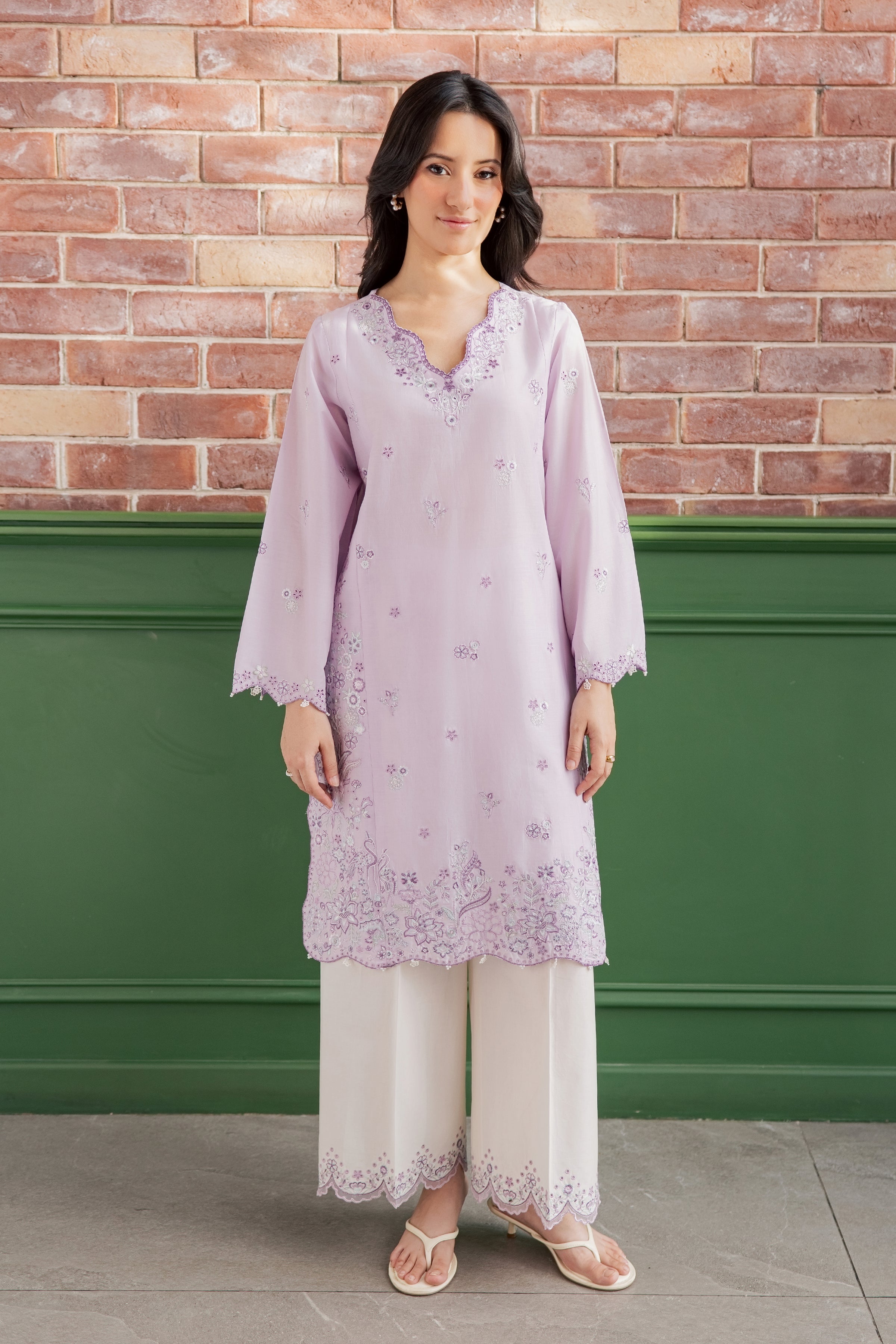 Fleura 2Pc - Embroidered Lawn Dress EverydayEdit26  BATIK   XS / Lilac / Pima Lawn