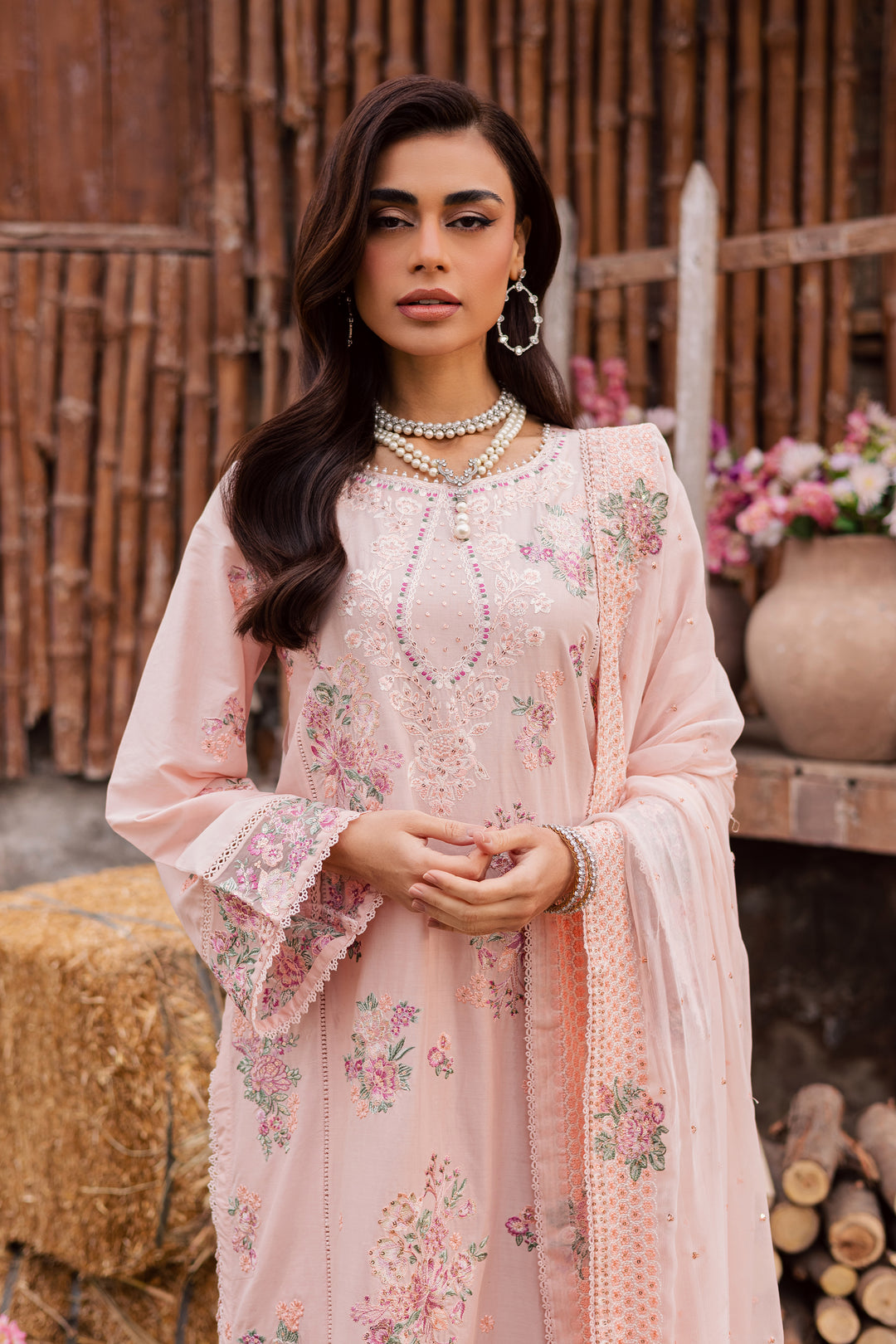  Florayne 3Pc - Festive Embroidered Lawn BATIKEID2026  BATIK   XS / Powder Peach / Pima Lawn-S / Powder Peach / Pima Lawn-M / Powder Peach / Pima Lawn-L / Powder Peach / Pima Lawn-XL / Powder Peach / Pima Lawn