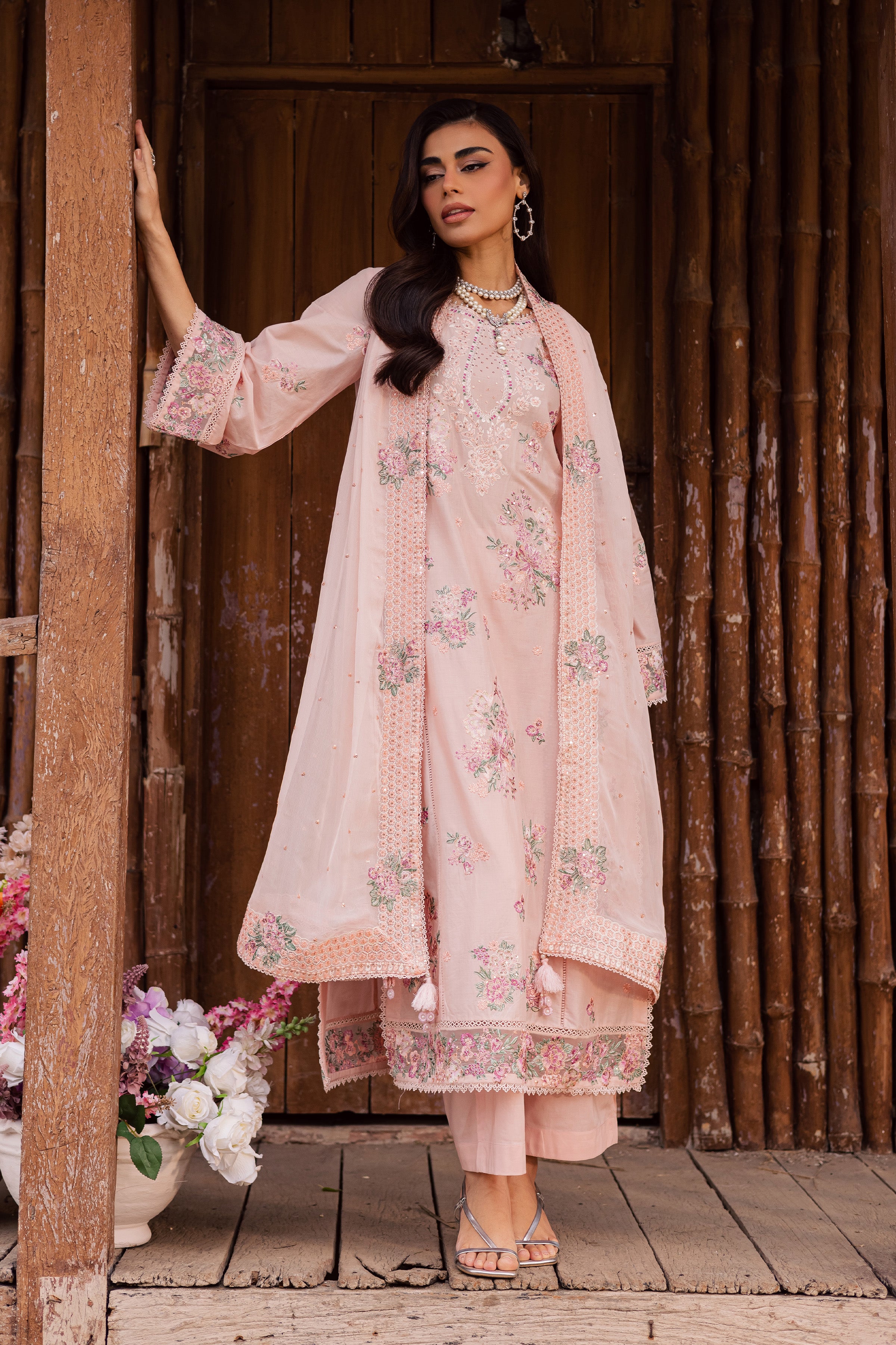  Florayne 3Pc - Festive Embroidered Lawn BATIKEID2026  BATIK   XS / Powder Peach / Pima Lawn-S / Powder Peach / Pima Lawn-M / Powder Peach / Pima Lawn-L / Powder Peach / Pima Lawn-XL / Powder Peach / Pima Lawn