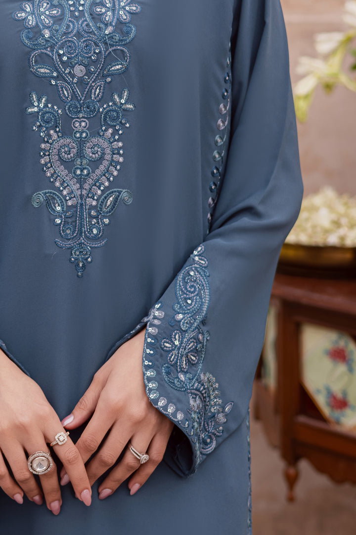  Florina 3Pc - Festive Luxe Pret BATIKSTUDIO2025  BATIK   S / Teal Grey / Georgette-M / Teal Grey / Georgette-L / Teal Grey / Georgette