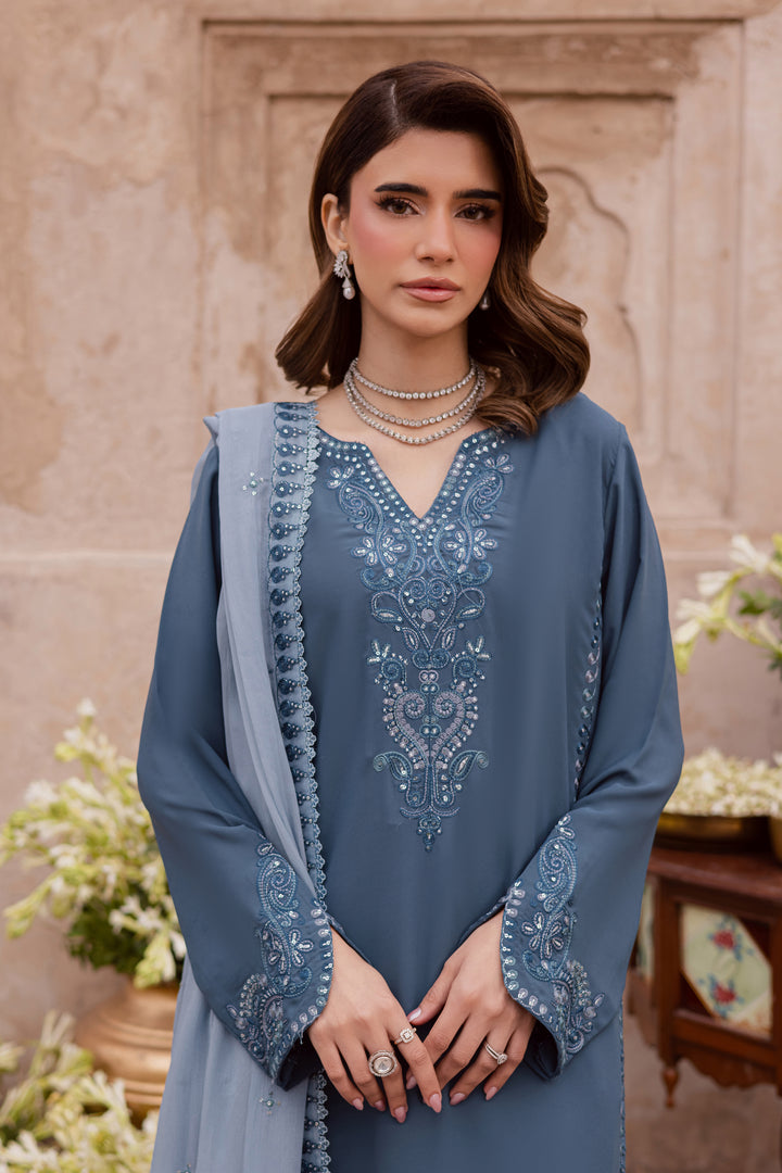  Florina 3Pc - Festive Luxe Pret BATIKSTUDIO2025  BATIK   S / Teal Grey / Georgette-M / Teal Grey / Georgette-L / Teal Grey / Georgette