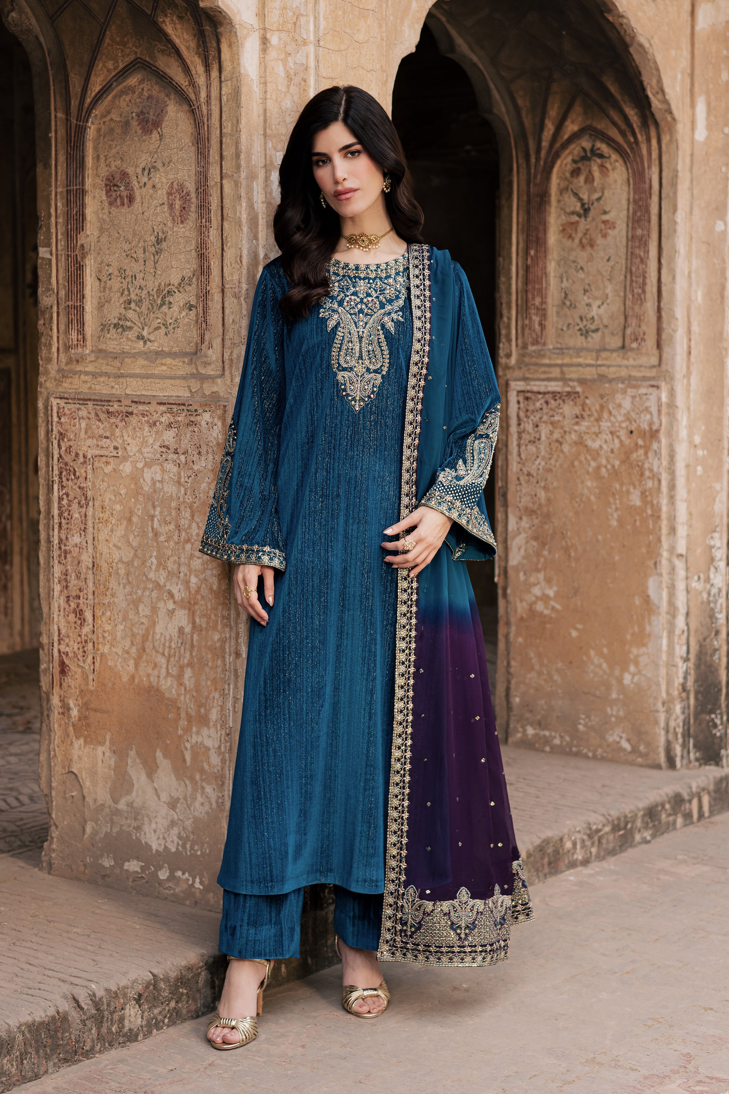  Gold Wine 3Pc - Velvet Formal Dress BATIKstudio  BATIK   S / Teal / Velvet-M / Teal / Velvet-L / Teal / Velvet