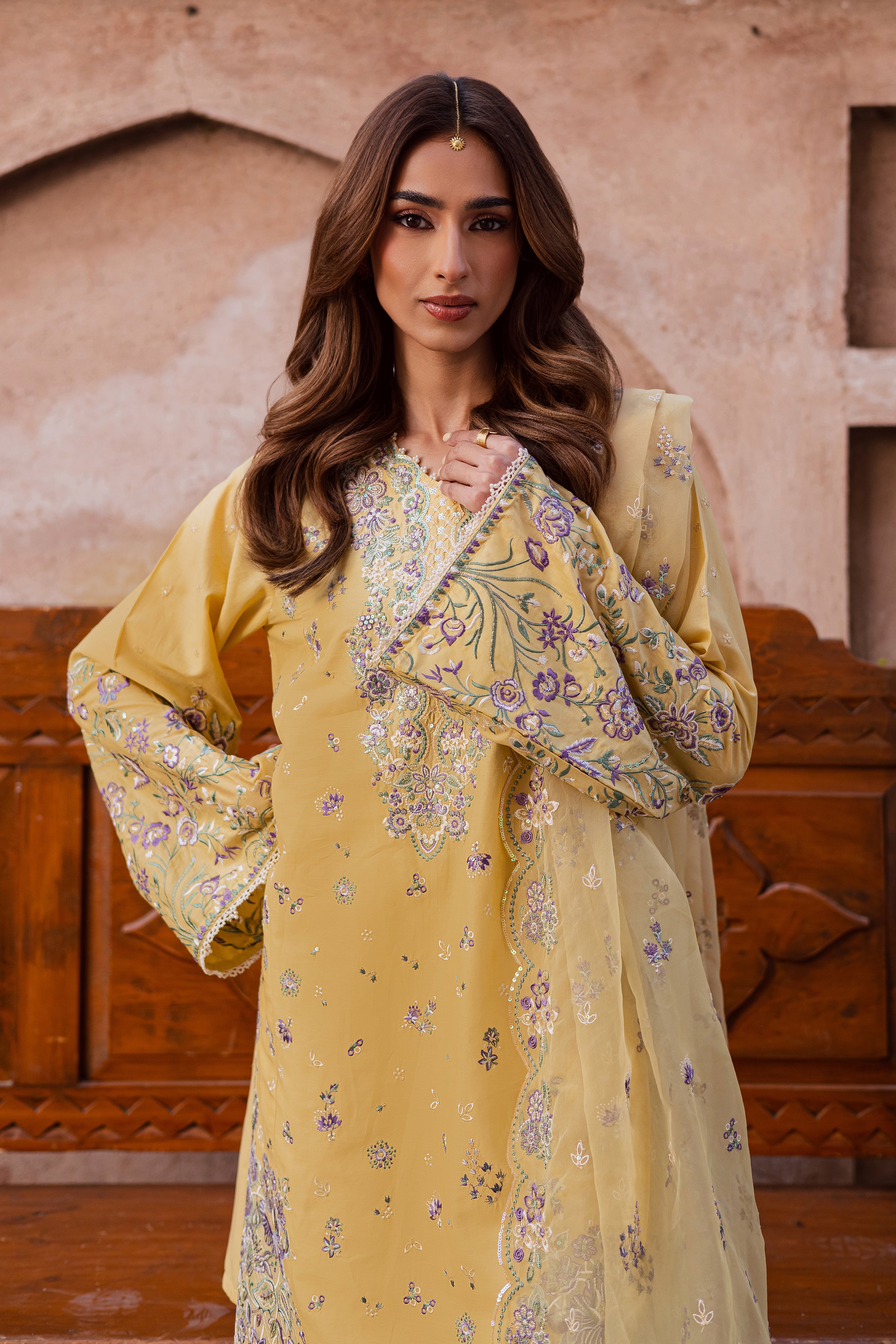  Goldilocks 3Pc - Festive Embroidered Lawn BATIKEID2026  BATIK   XS / Ocher Yellow / Pima Lawn-S / Ocher Yellow / Pima Lawn-M / Ocher Yellow / Pima Lawn-L / Ocher Yellow / Pima Lawn-XL / Ocher Yellow / Pima Lawn