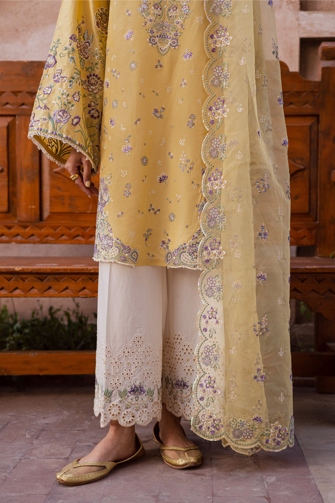  Goldilocks 3Pc - Festive Embroidered Lawn BATIKEID2026  BATIK   XS / Ocher Yellow / Pima Lawn-S / Ocher Yellow / Pima Lawn-M / Ocher Yellow / Pima Lawn-L / Ocher Yellow / Pima Lawn-XL / Ocher Yellow / Pima Lawn