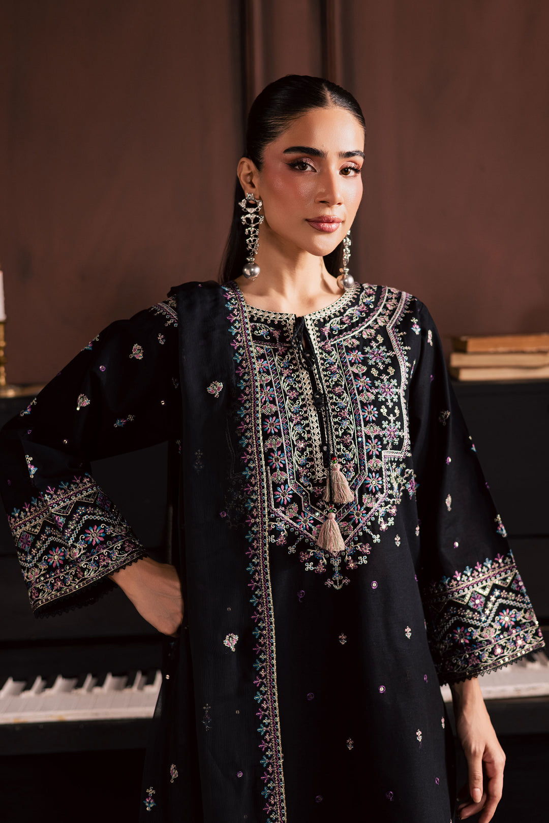  Graana 3Pc - Embroidered Khaddar Dress BATIK WINTER PRET 2025  BATIK   XS / Black / Khaddar-S / Black / Khaddar-M / Black / Khaddar-L / Black / Khaddar-XL / Black / Khaddar
