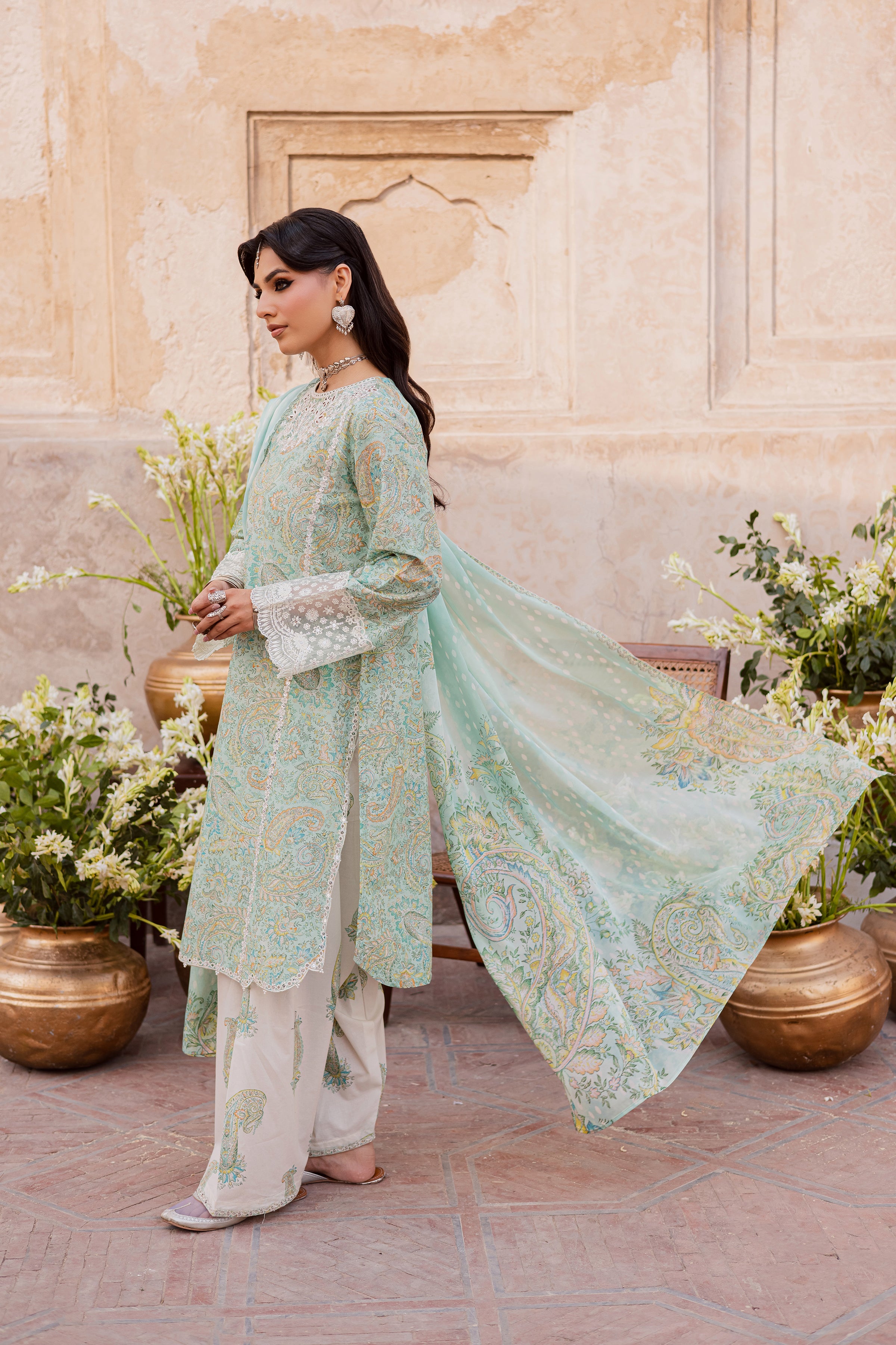  Green Elika 3Pc - Festive Eid Prints BATIKEID2026  BATIK   XS / Sea Green / Lawn-S / Sea Green / Lawn-M / Sea Green / Lawn-L / Sea Green / Lawn-XL / Sea Green / Lawn