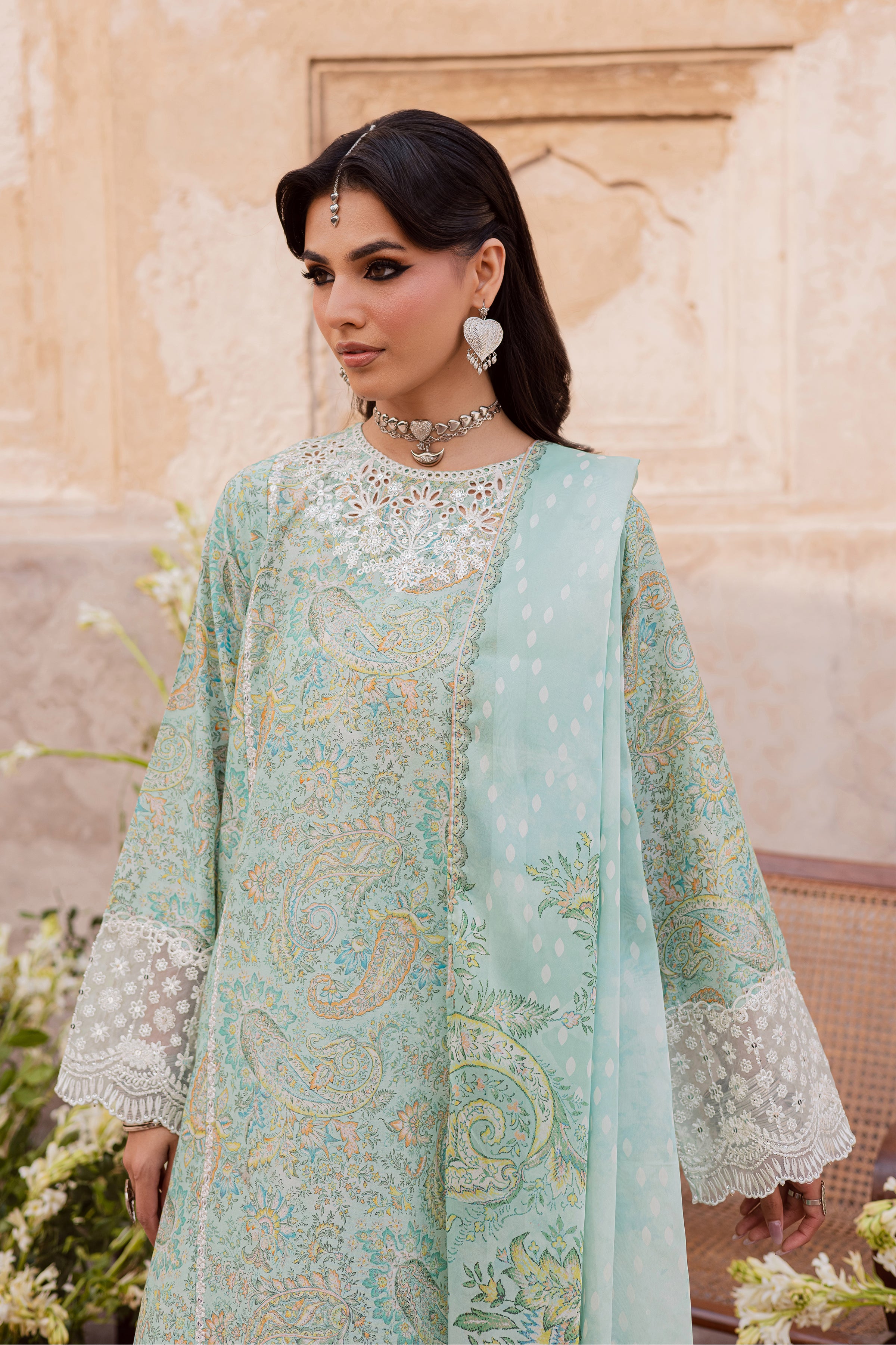  Green Elika 3Pc - Festive Eid Prints BATIKEID2026  BATIK   XS / Sea Green / Lawn-S / Sea Green / Lawn-M / Sea Green / Lawn-L / Sea Green / Lawn-XL / Sea Green / Lawn
