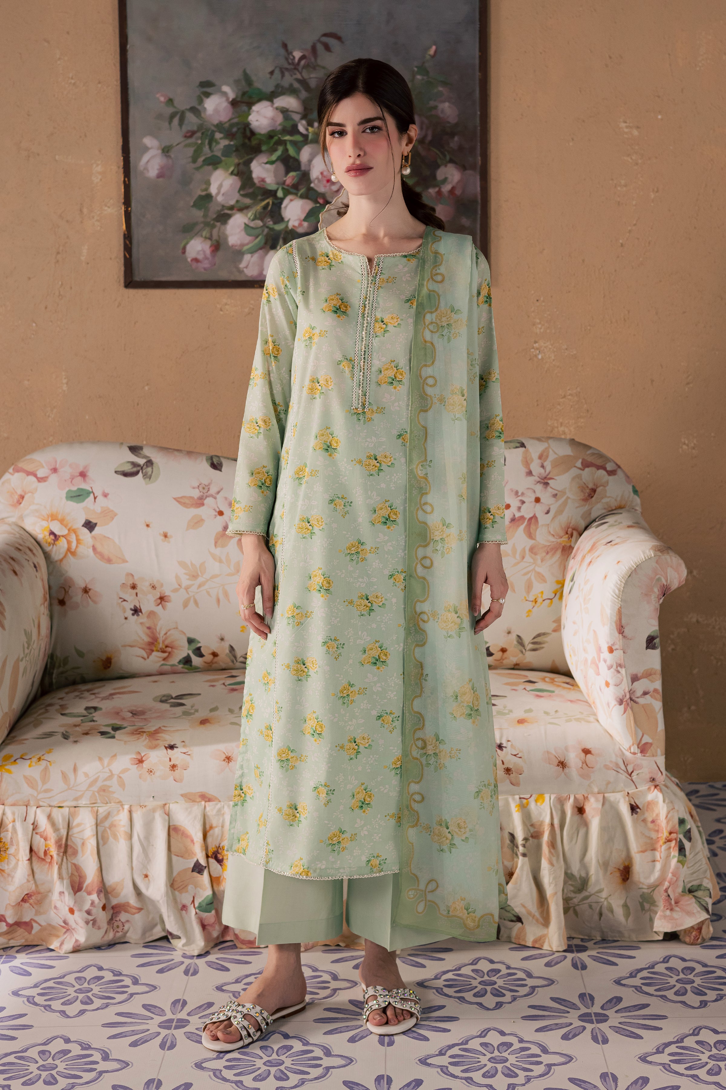  Green Glaze 3Pc - Printed Lawn Dress BATIKSS26  BATIK   XS / Green / Lawn-S / Green / Lawn-M / Green / Lawn-L / Green / Lawn-XL / Green / Lawn
