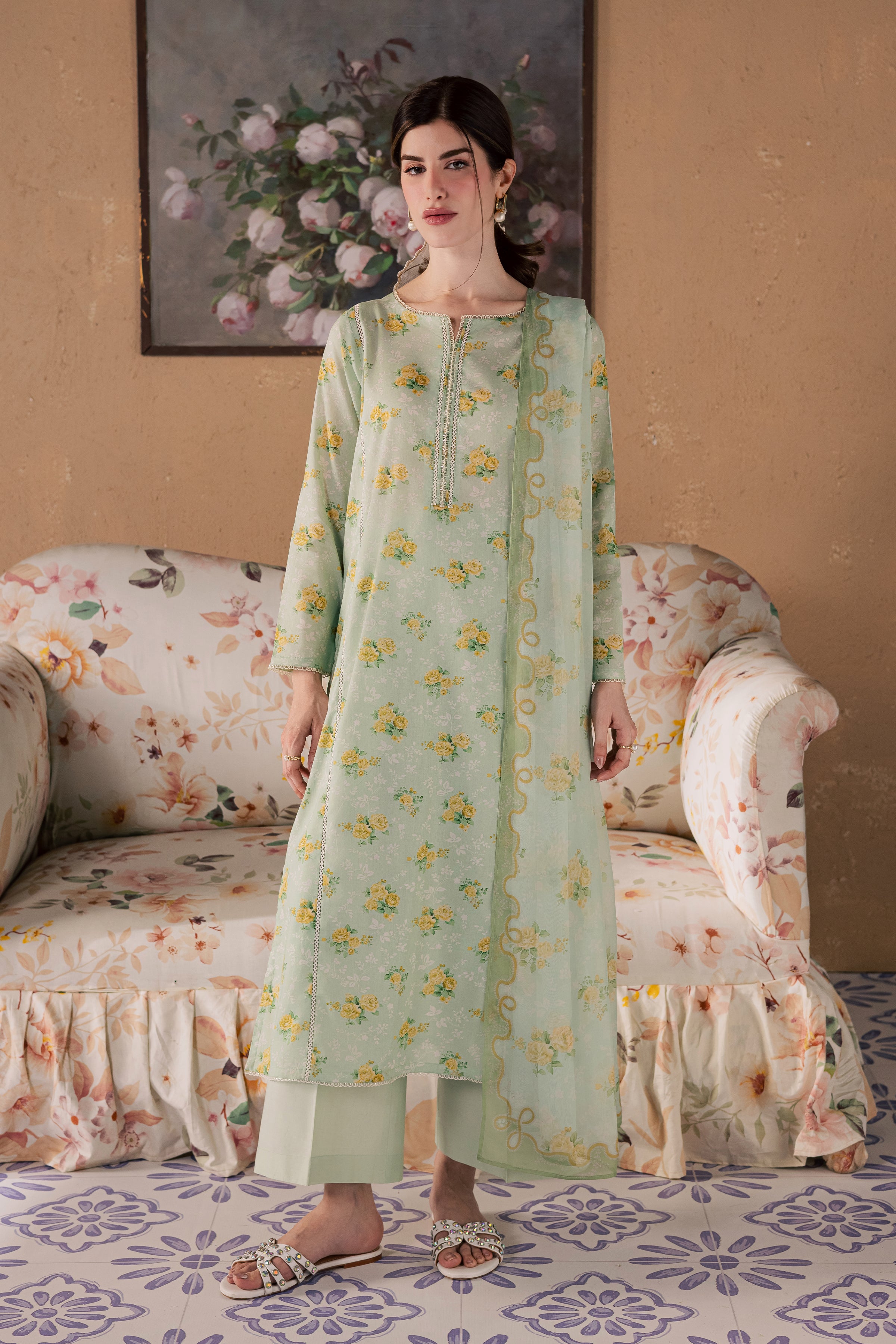  Green Glaze 3Pc - Printed Lawn Dress BATIKSS26  BATIK   XS / Green / Lawn-S / Green / Lawn-M / Green / Lawn-L / Green / Lawn-XL / Green / Lawn