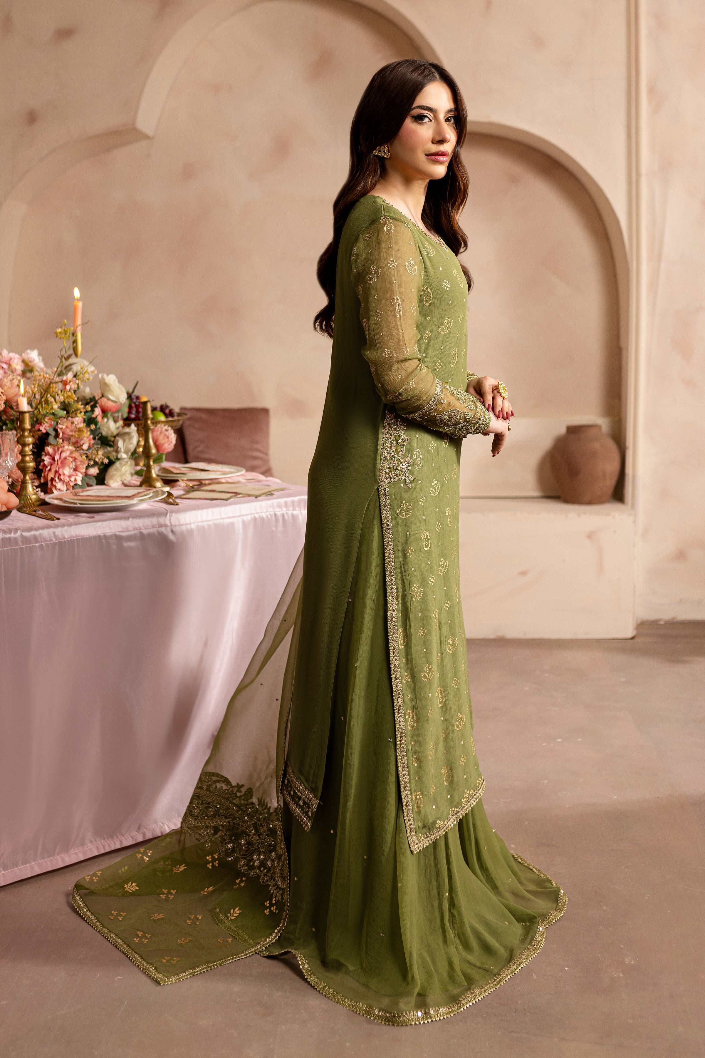 Green Jewel 3Pc - Embroidered Luxe PRET Green Jewel 3Pc - Embroidered Luxe PRET