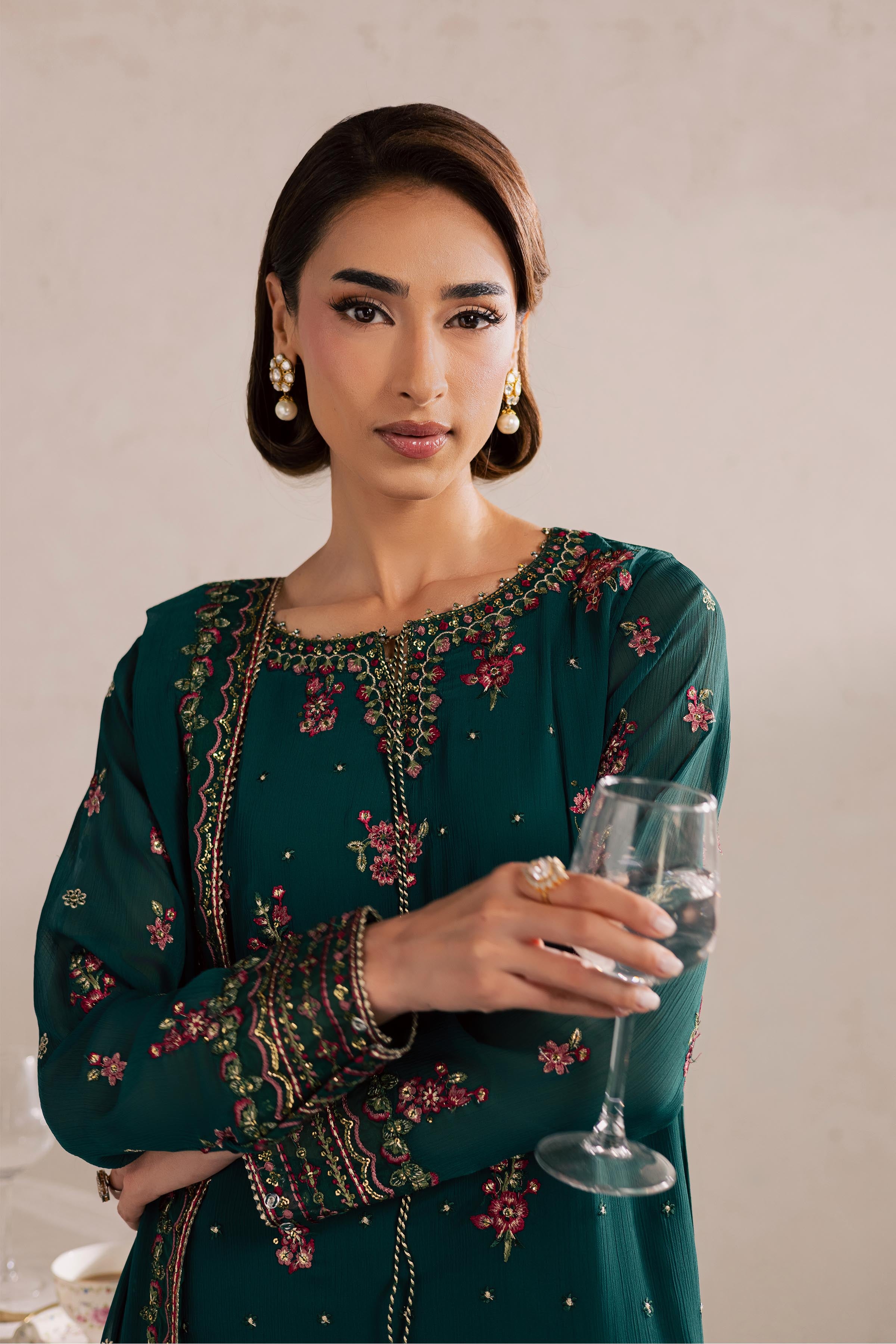  Green Leave 3Pc - Festive Luxury Formal BATIKEID2026  BATIK   S / Green / Crinkle-M / Green / Crinkle-L / Green / Crinkle