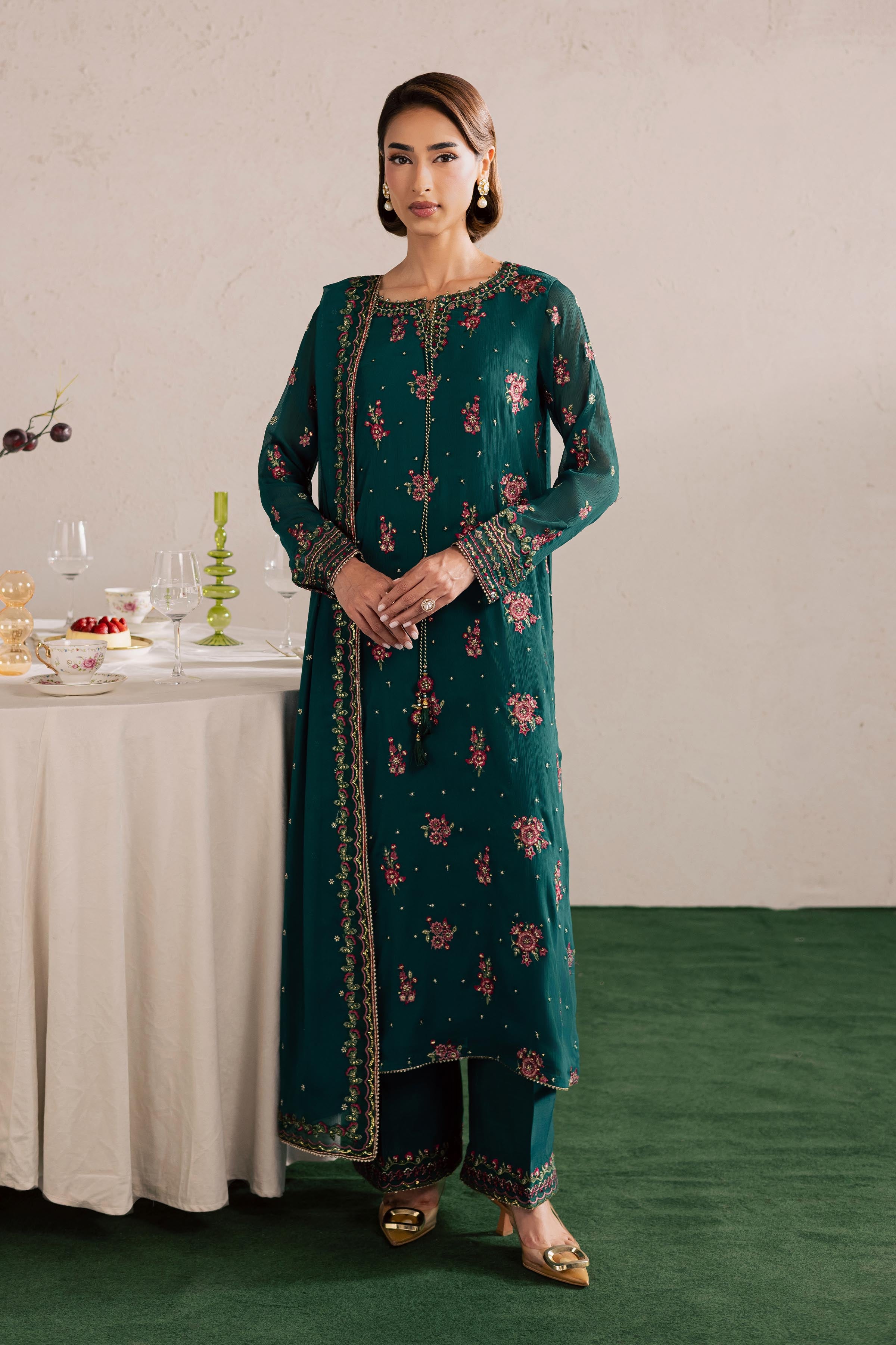  Green Leave 3Pc - Festive Luxury Formal BATIKEID2026  BATIK   S / Green / Crinkle-M / Green / Crinkle-L / Green / Crinkle