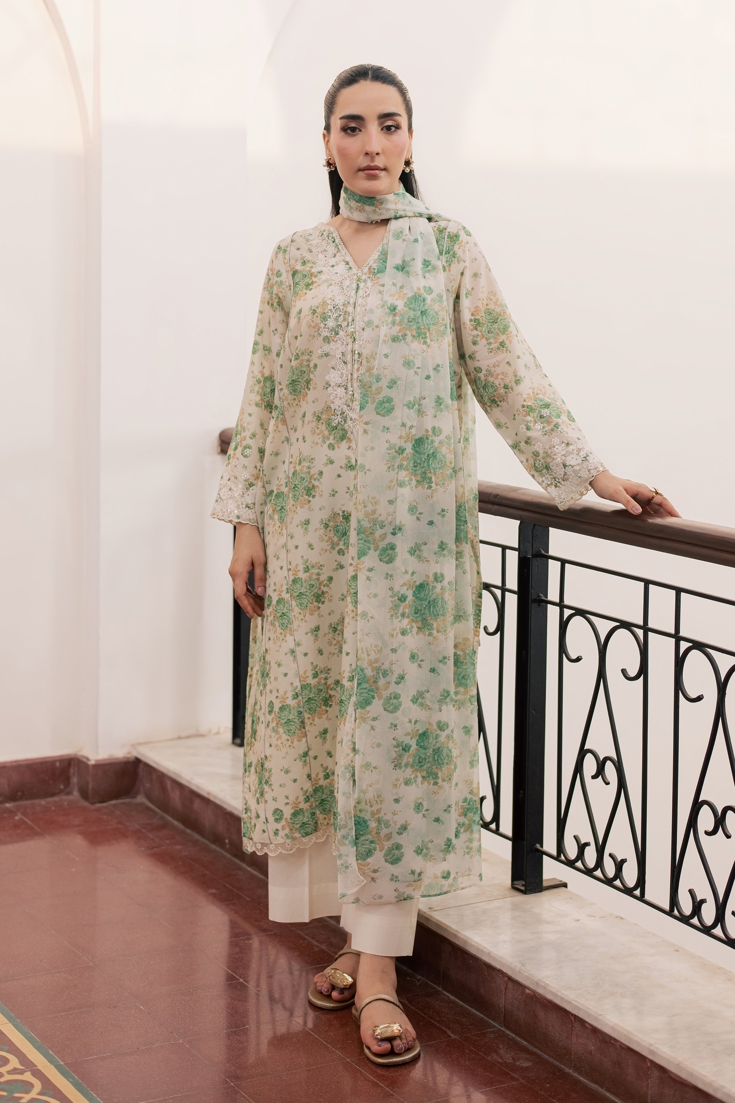  Green Nayab 3Pc - Printed Lawn Dress BATIKSS26  BATIK   XS / Off White / Lawn-S / Off White / Lawn-M / Off White / Lawn-L / Off White / Lawn-XL / Off White / Lawn