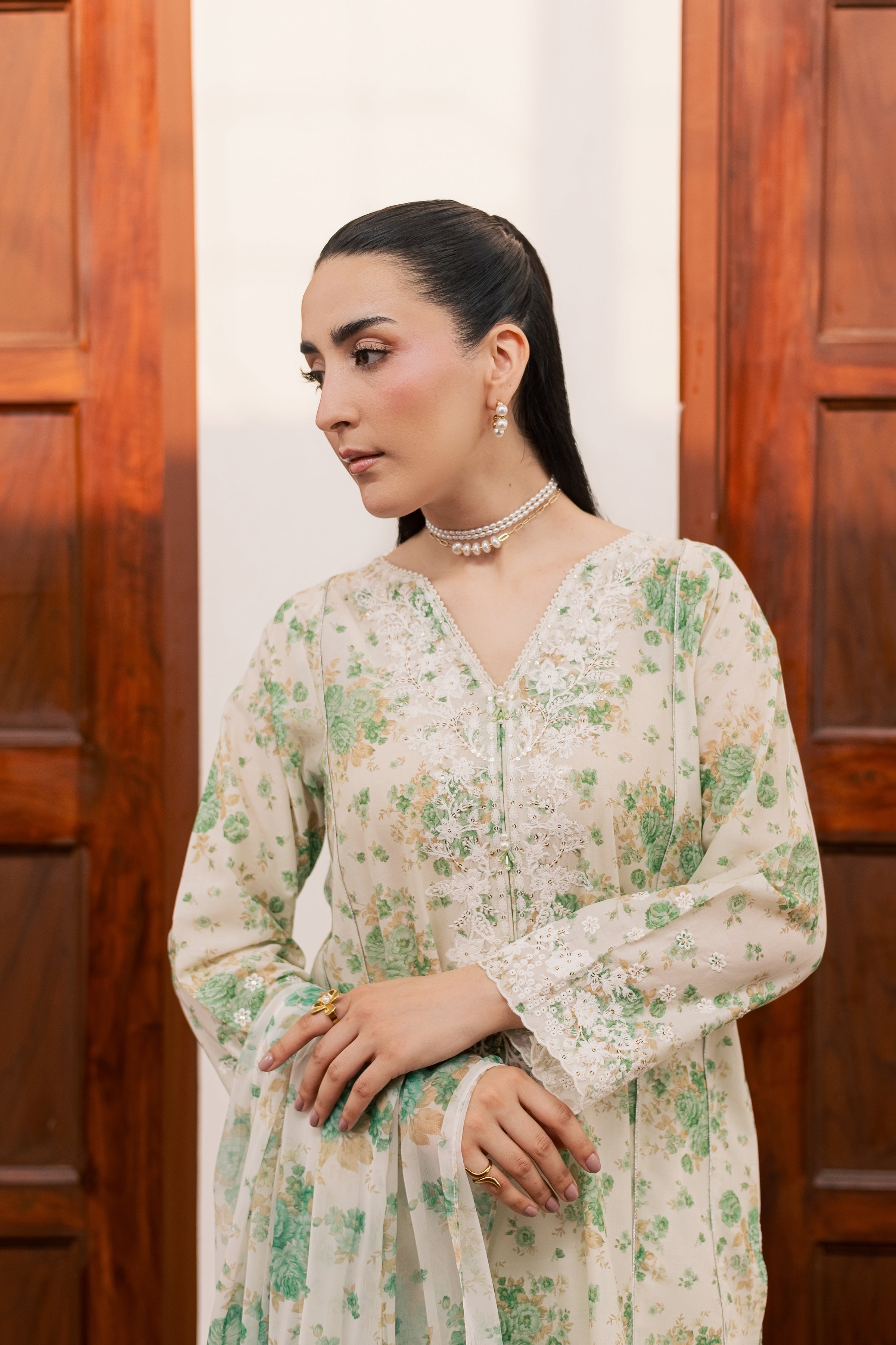  Green Nayab 3Pc - Printed Lawn Dress BATIKSS26  BATIK   XS / Off White / Lawn-S / Off White / Lawn-M / Off White / Lawn-L / Off White / Lawn-XL / Off White / Lawn