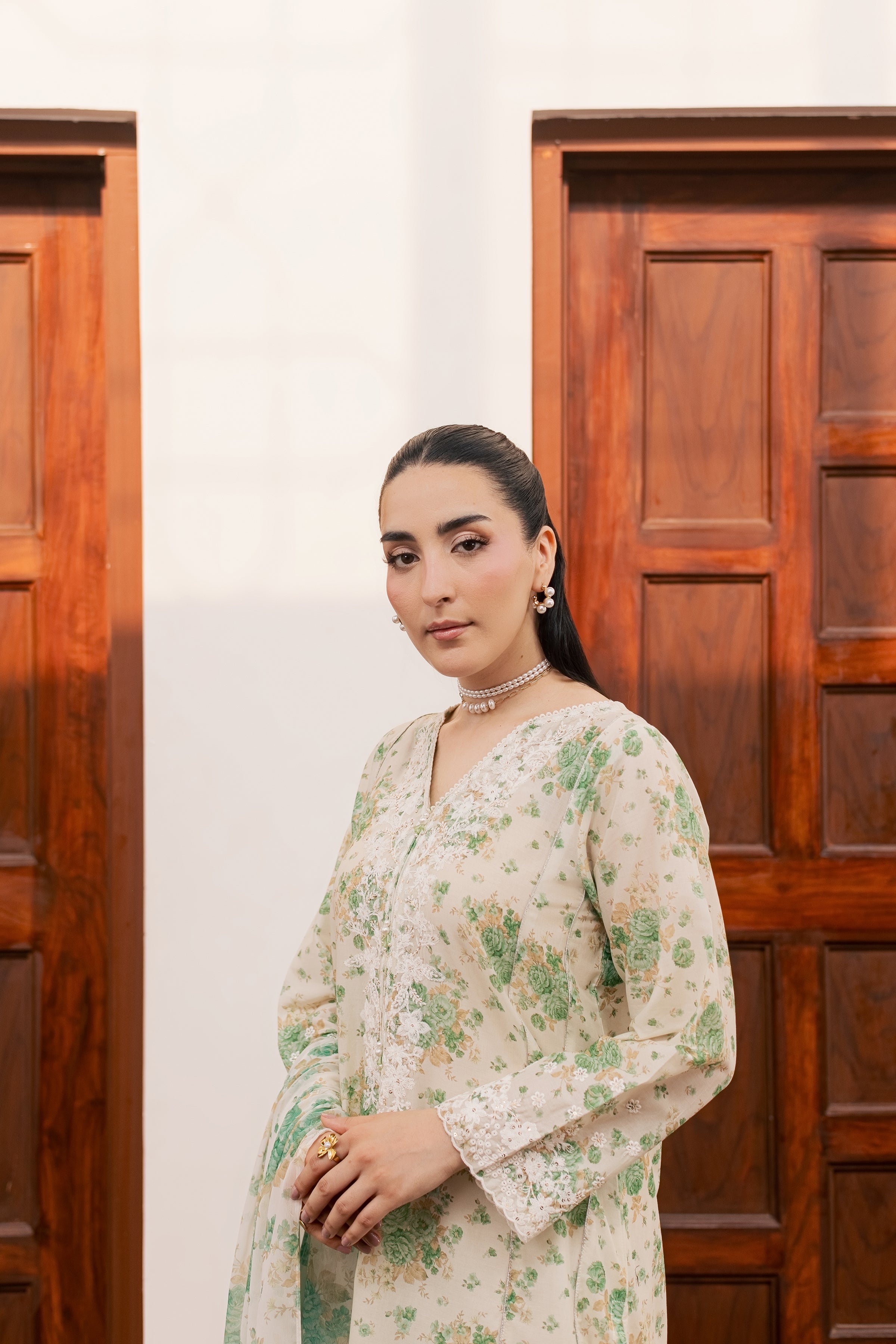  Green Nayab 3Pc - Printed Lawn Dress BATIKSS26  BATIK   XS / Off White / Lawn-S / Off White / Lawn-M / Off White / Lawn-L / Off White / Lawn-XL / Off White / Lawn