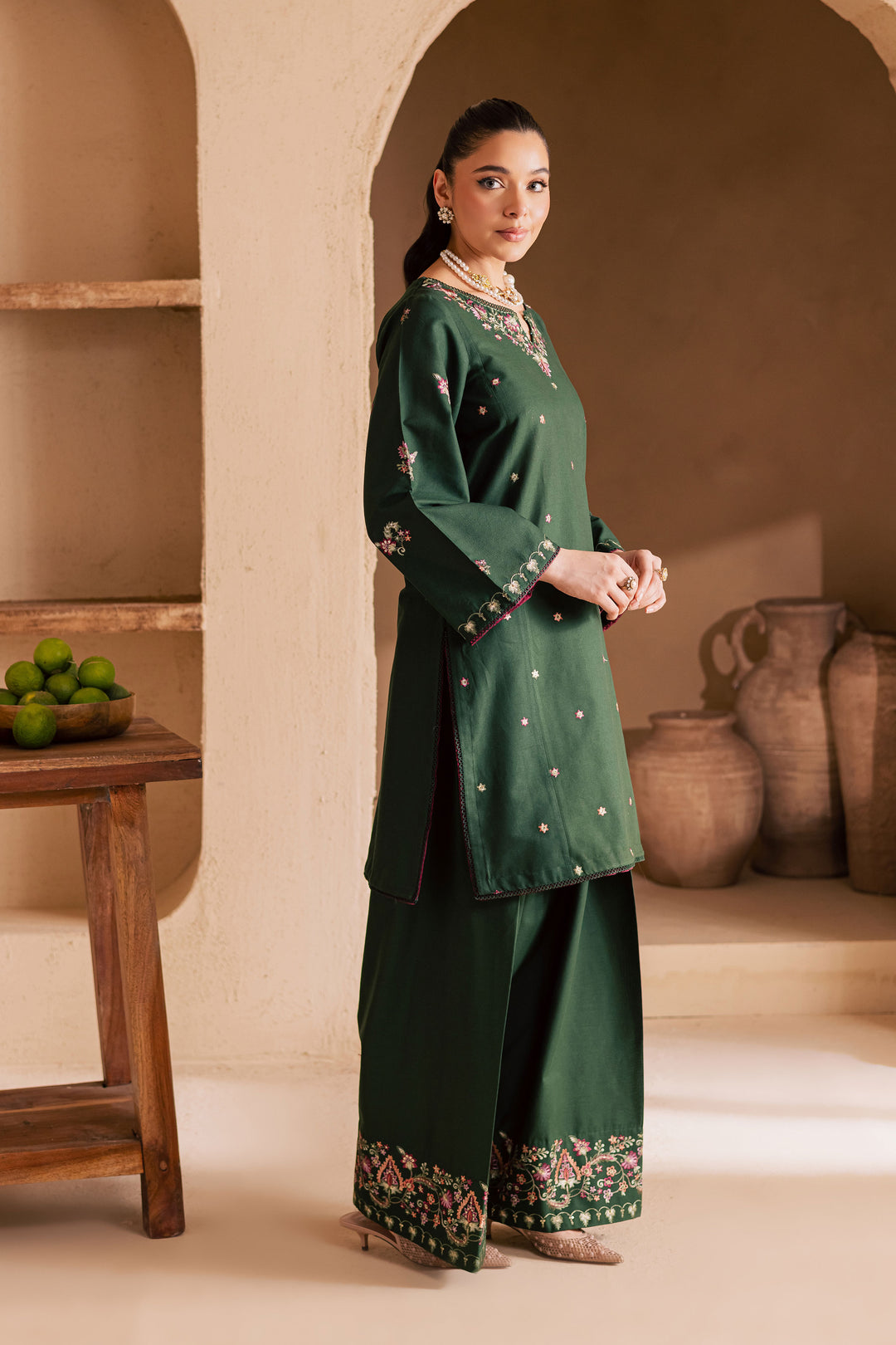  Green Shine 2Pc - Embroidered Khaddar Dress BATIK WINTER PRET 2025  BATIK   XS / Bottle Green / Khaddar-S / Bottle Green / Khaddar-M / Bottle Green / Khaddar-L / Bottle Green / Khaddar-XL / Bottle Green / Khaddar