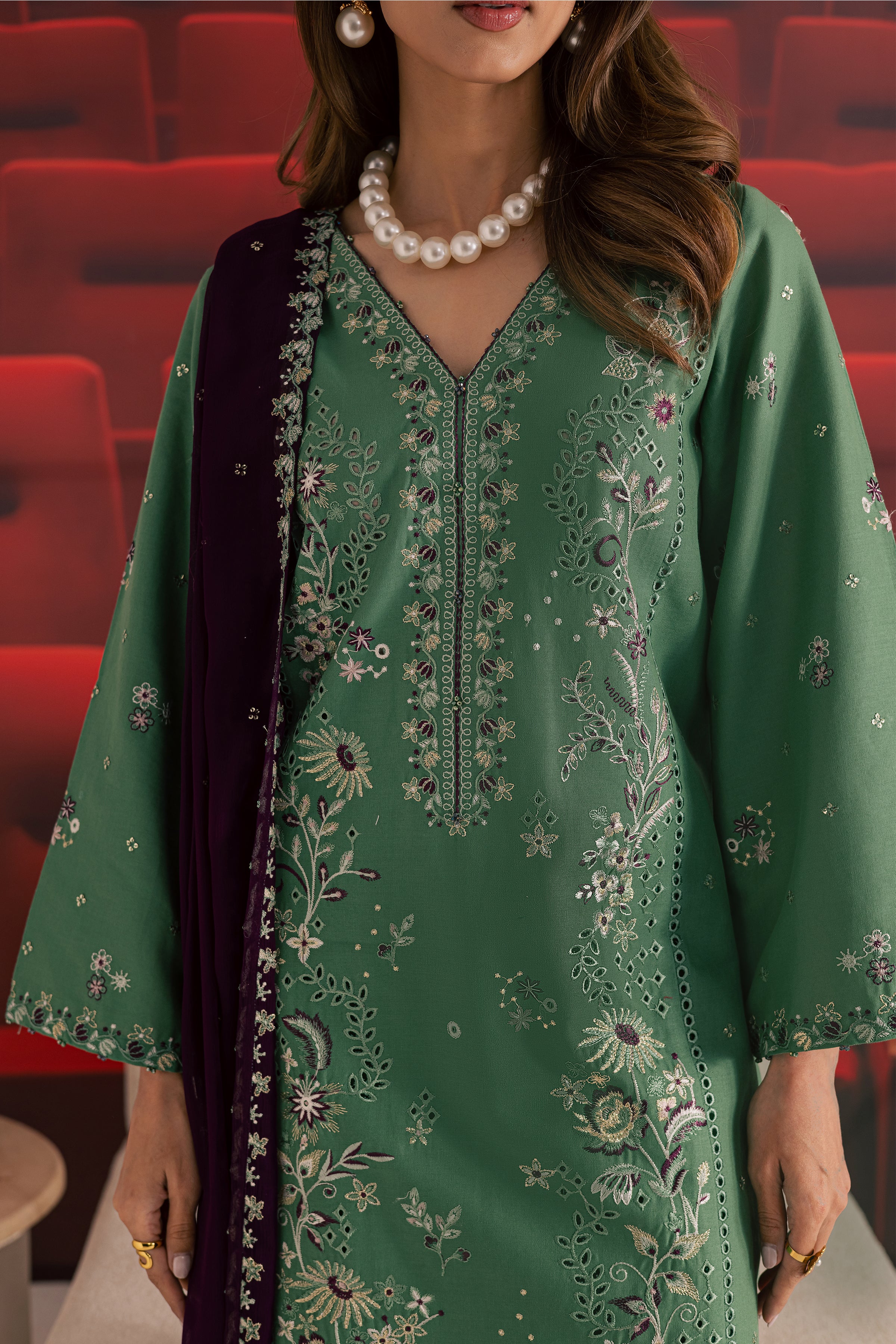 Green Spruce 3Pc - Embroidered Khaddar Dress Green Spruce 3Pc - Embroidered Khaddar Dress