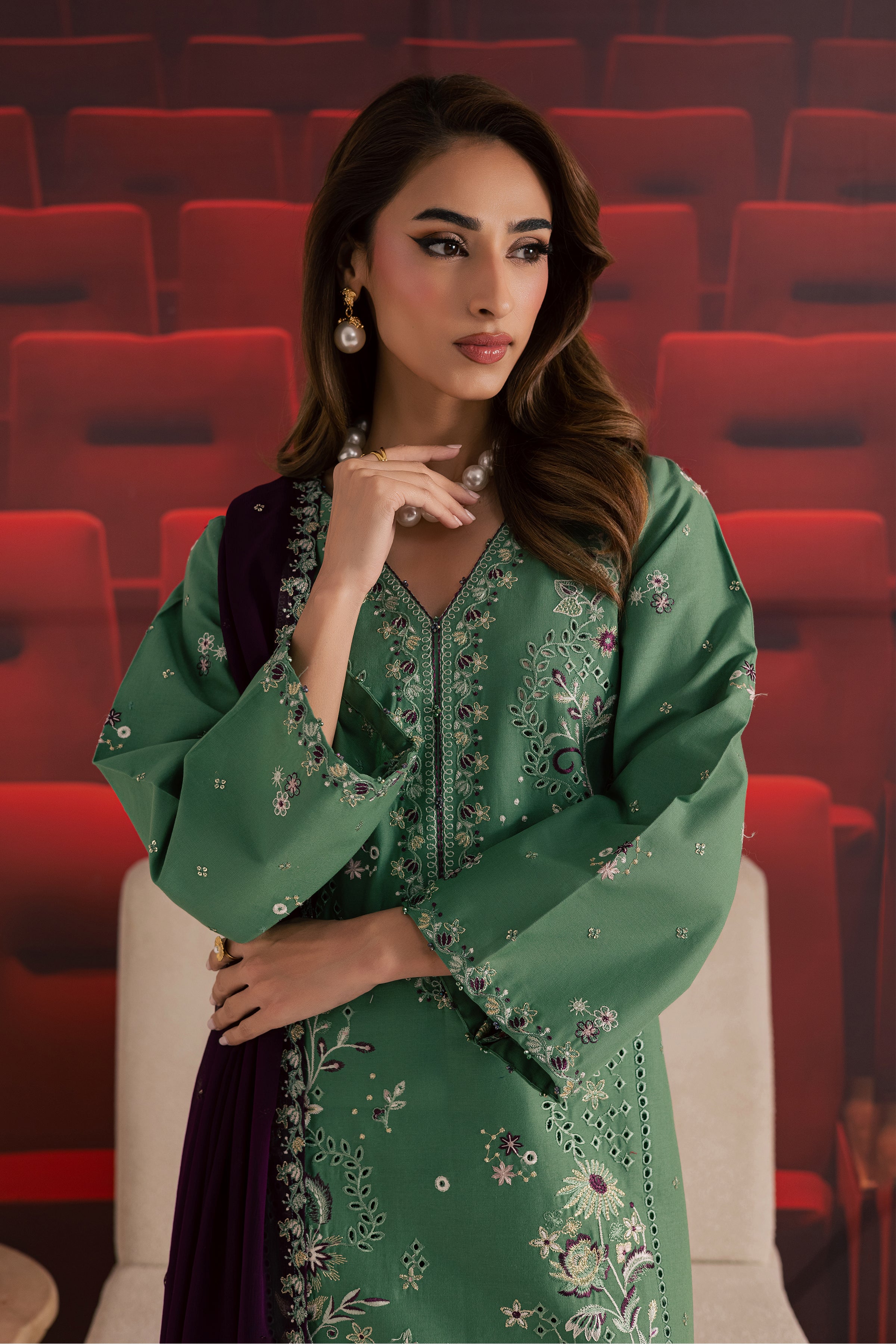 Green Spruce 3Pc - Embroidered Khaddar Dress Green Spruce 3Pc - Embroidered Khaddar Dress