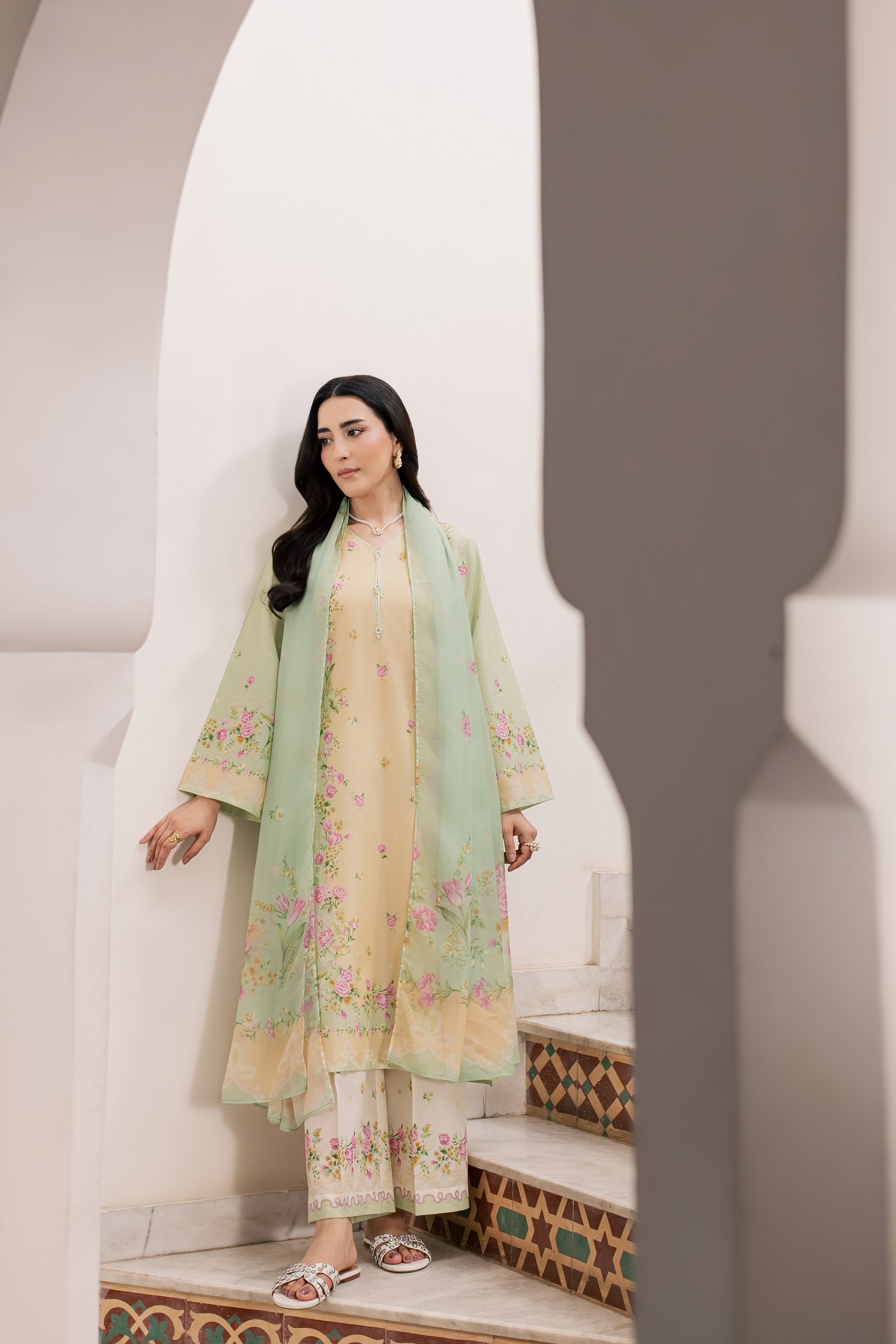  Green Sylvia 3Pc - Printed Lawn Dress BATIKSS26  BATIK   XS / Lime Green / Lawn-S / Lime Green / Lawn-M / Lime Green / Lawn-L / Lime Green / Lawn-XL / Lime Green / Lawn