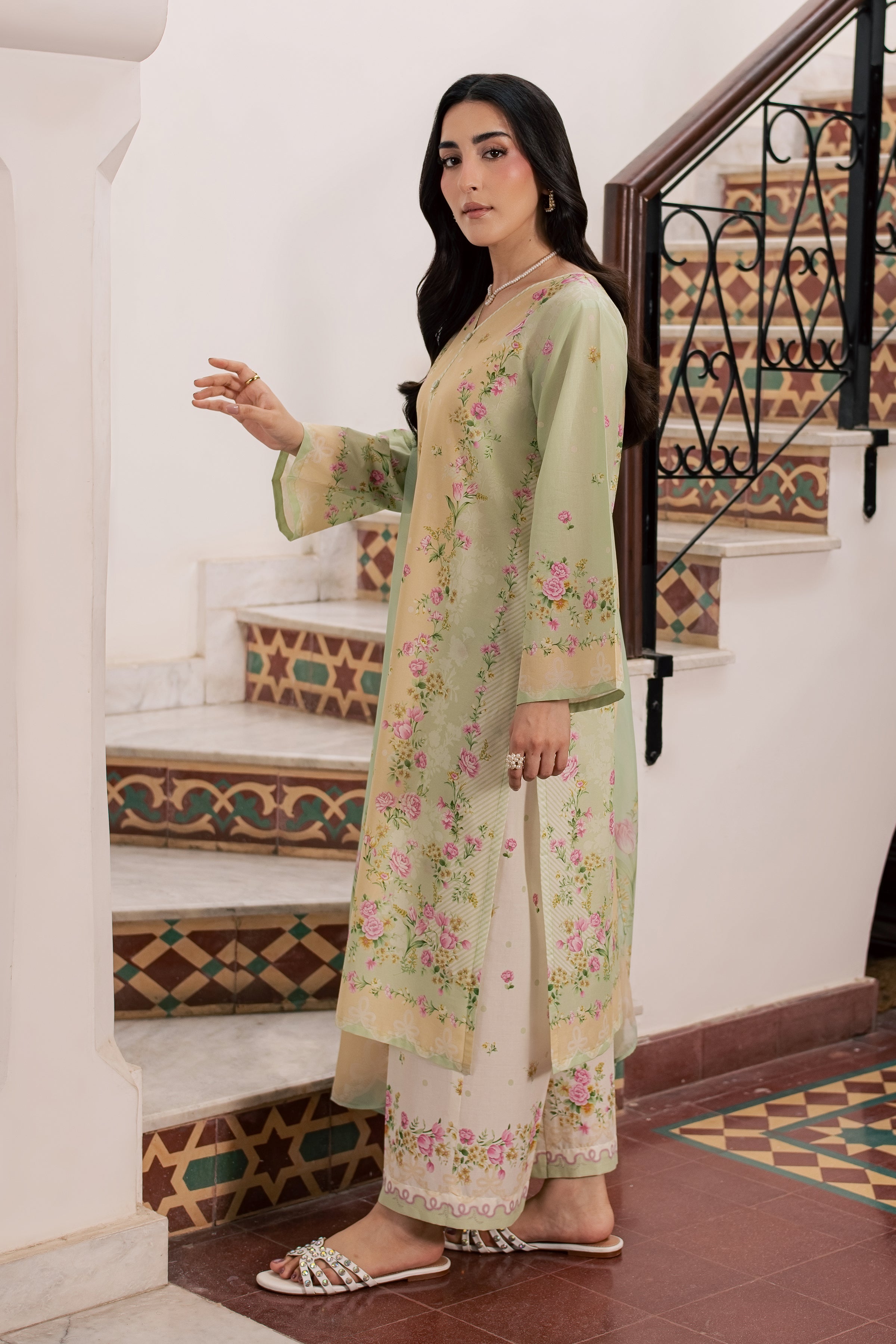  Green Sylvia 3Pc - Printed Lawn Dress BATIKSS26  BATIK   XS / Lime Green / Lawn-S / Lime Green / Lawn-M / Lime Green / Lawn-L / Lime Green / Lawn-XL / Lime Green / Lawn