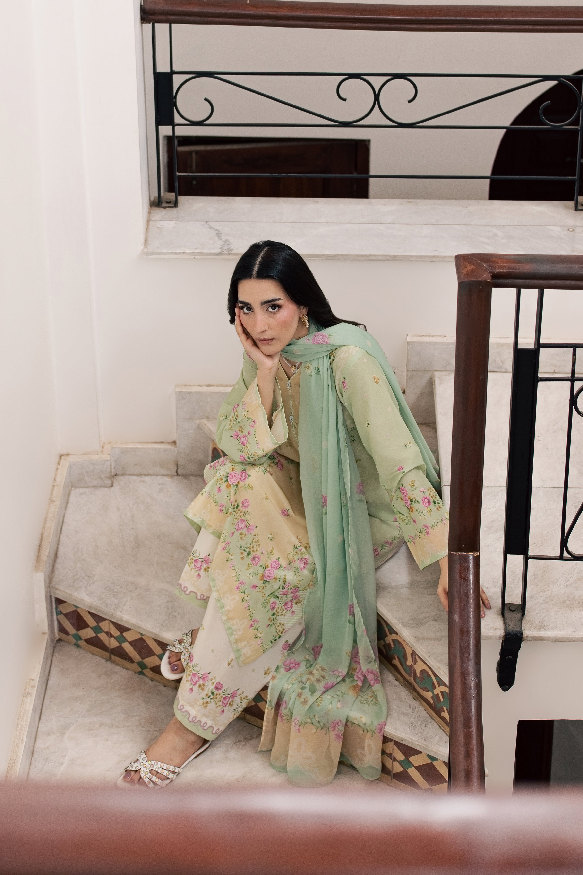  Green Sylvia 3Pc - Printed Lawn Dress BATIKSS26  BATIK   XS / Lime Green / Lawn-S / Lime Green / Lawn-M / Lime Green / Lawn-L / Lime Green / Lawn-XL / Lime Green / Lawn