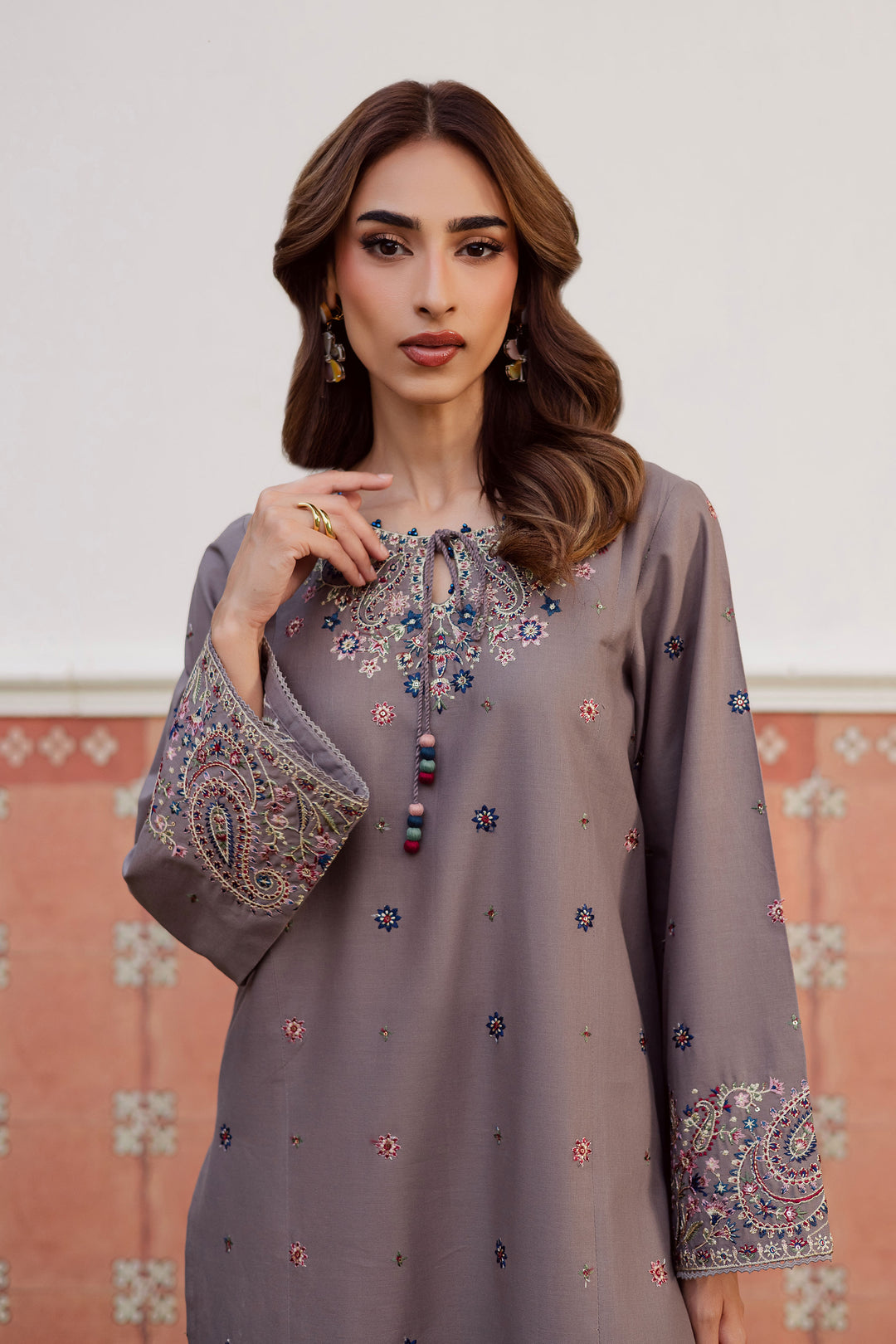  Grey Riha 2Pc - Embroidered Khaddar Dress BATIK WINTER PRET 2025  BATIK   XS / Grey / Khaddar-S / Grey / Khaddar-M / Grey / Khaddar-L / Grey / Khaddar-XL / Grey / Khaddar