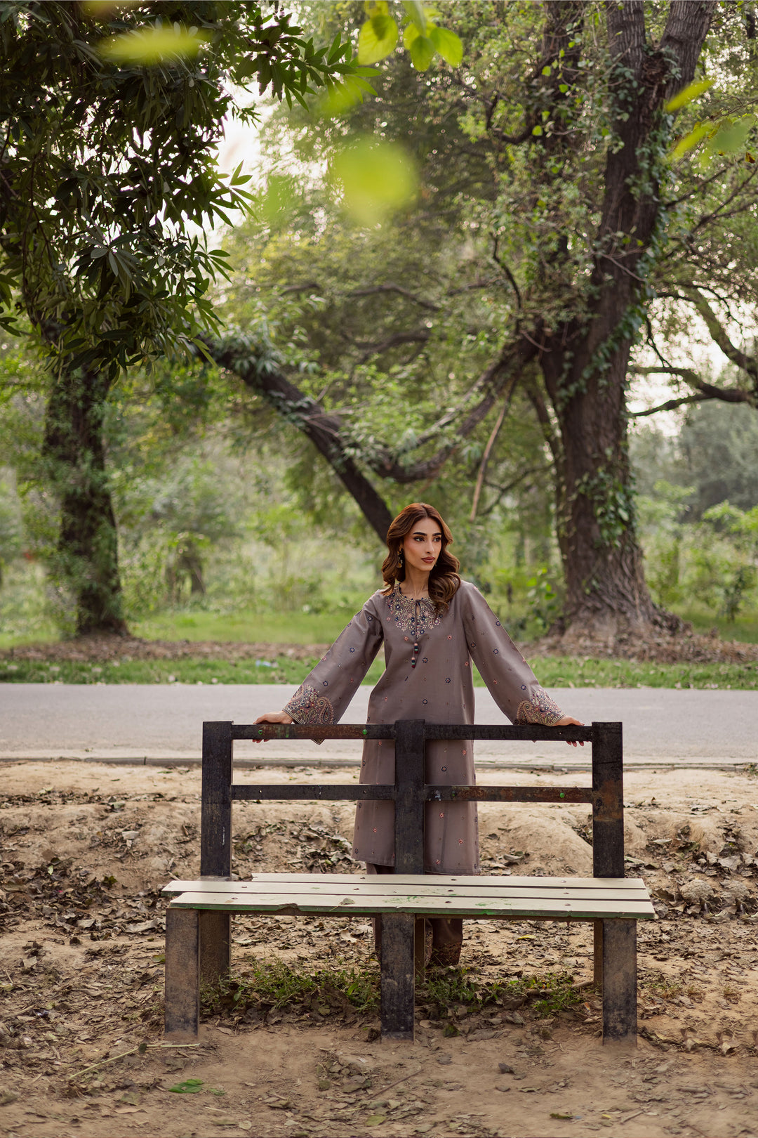 Grey Riha 2Pc - Embroidered Khaddar Dress