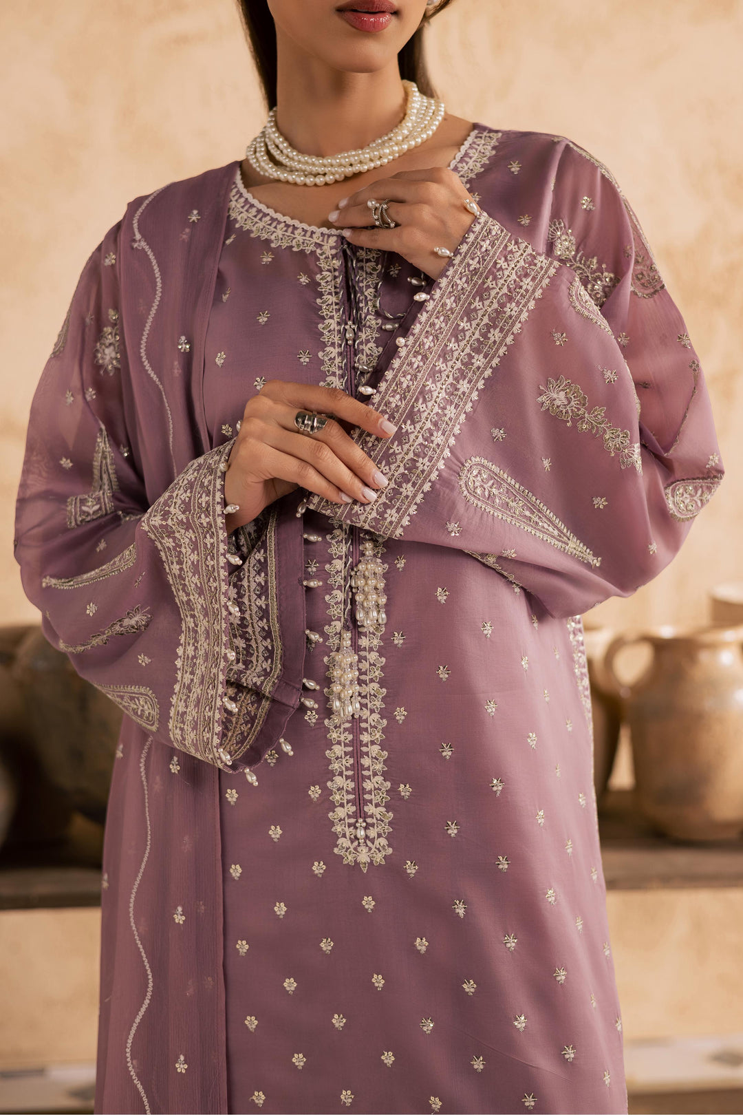  Gul e Rana 3Pc - Embroidered Festive Pret BATIKSS26  BATIK   XS / Lilac / Paper Silk-S / Lilac / Paper Silk-M / Lilac / Paper Silk-L / Lilac / Paper Silk-XL / Lilac / Paper Silk