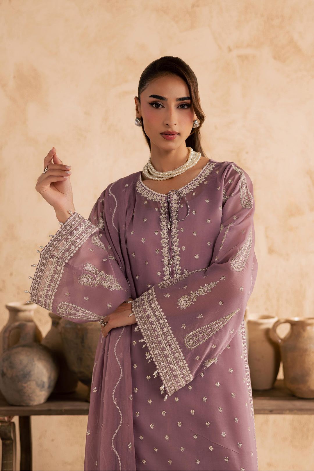  Gul e Rana 3Pc - Embroidered Festive Pret BATIKSS26  BATIK   XS / Lilac / Paper Silk-S / Lilac / Paper Silk-M / Lilac / Paper Silk-L / Lilac / Paper Silk-XL / Lilac / Paper Silk