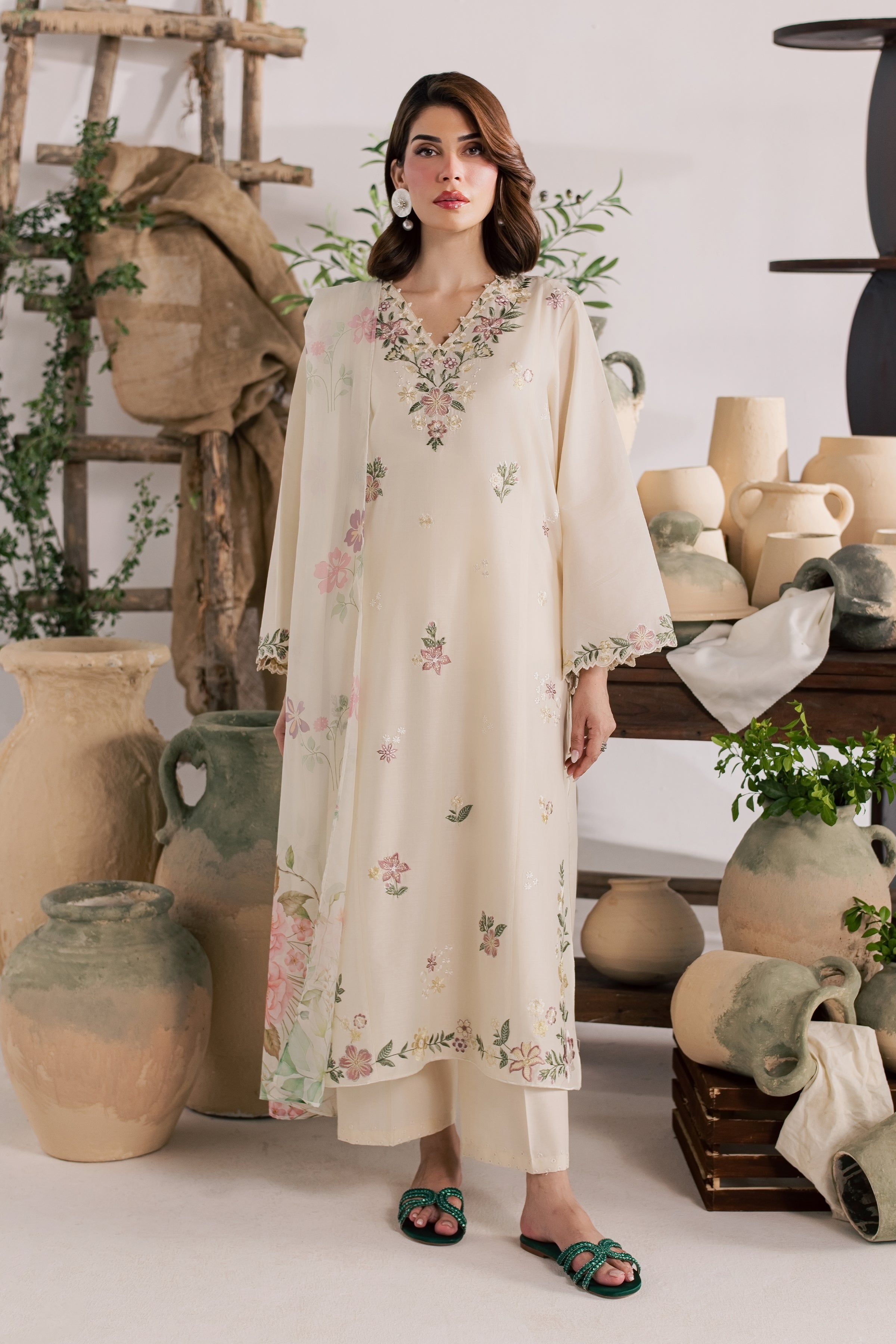  Gulaab Bahaar 3Pc - Embroidered Lawn Dress EverydayEdit26  BATIK   XS / Off White / Pima Lawn-S / Off White / Pima Lawn-M / Off White / Pima Lawn-L / Off White / Pima Lawn-XL / Off White / Pima Lawn