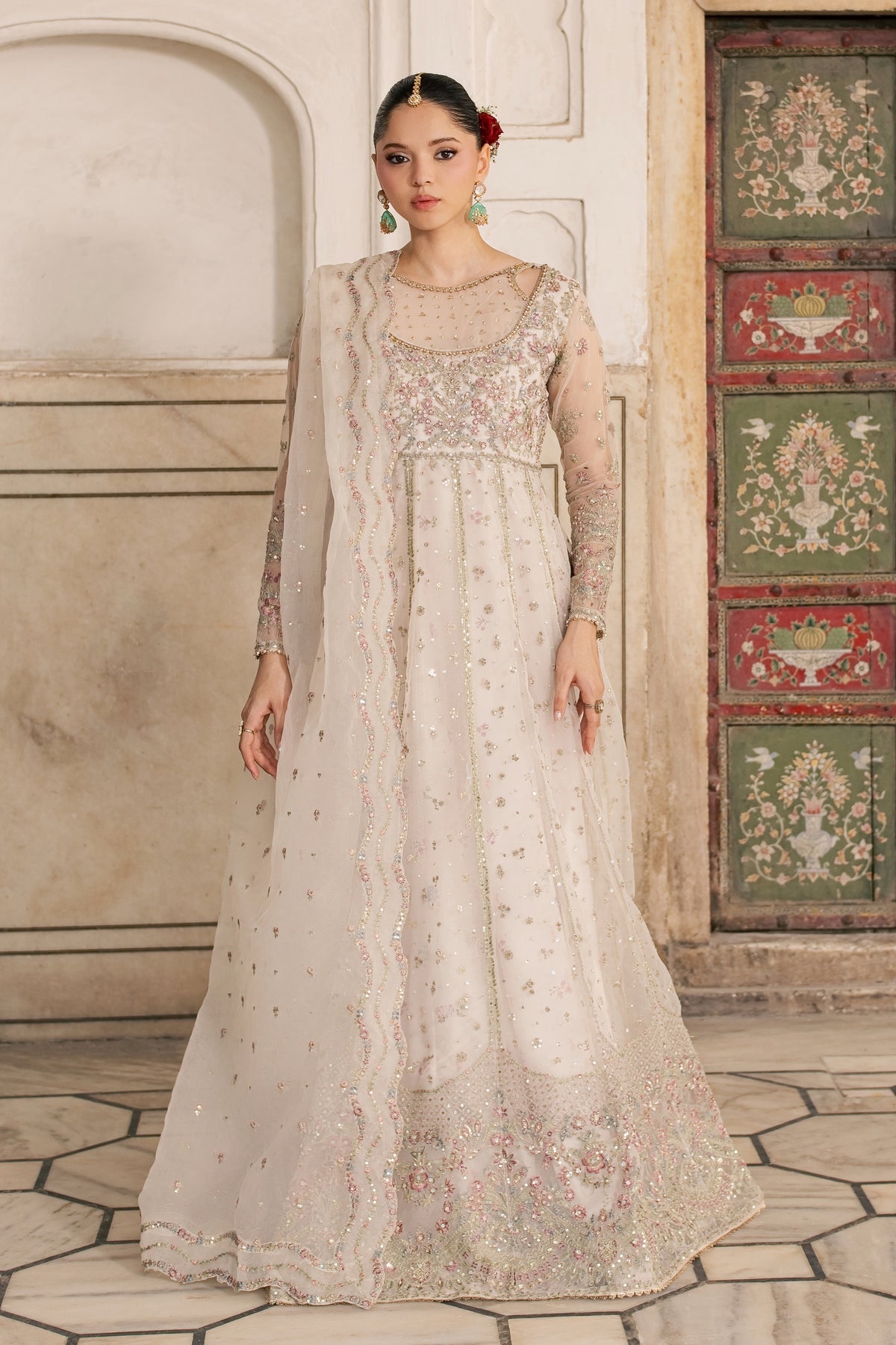 Gulkaar 3Pc - Wedding Formal Dress STUDIOLUXEOCT26  BATIK   S / Pearl White / Organza