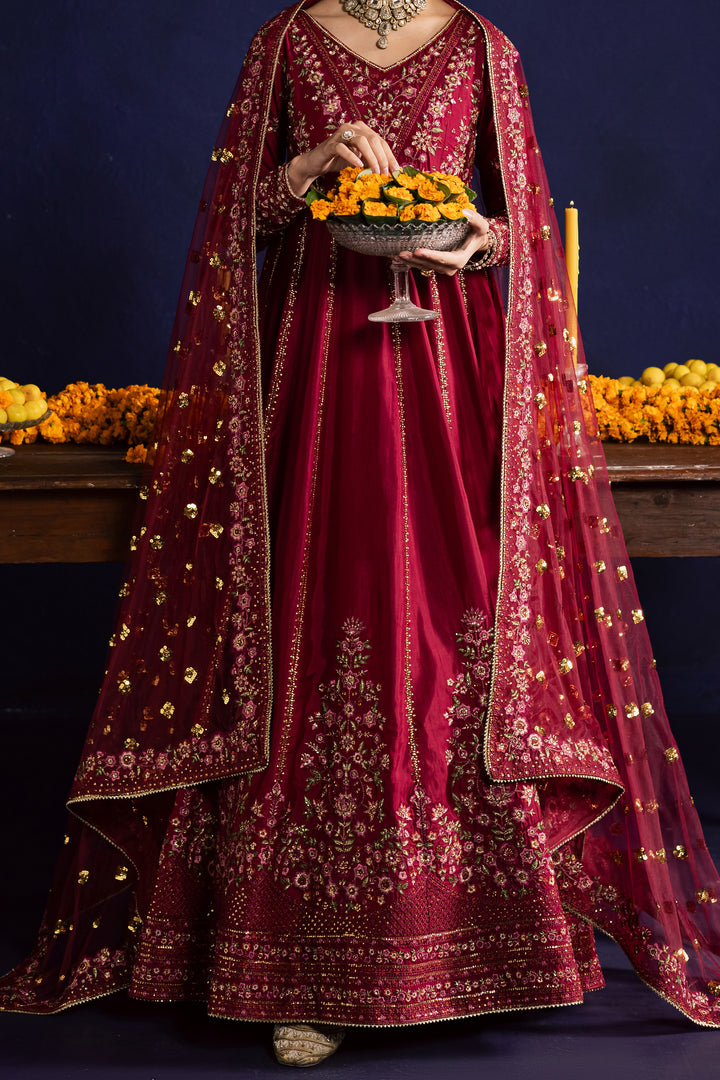  Gulluno 3Pc- Wedding Formal Dress BATIKSTUDIO2025  BATIK   S / Red / Raw Silk-M / Red / Raw Silk-L / Red / Raw Silk