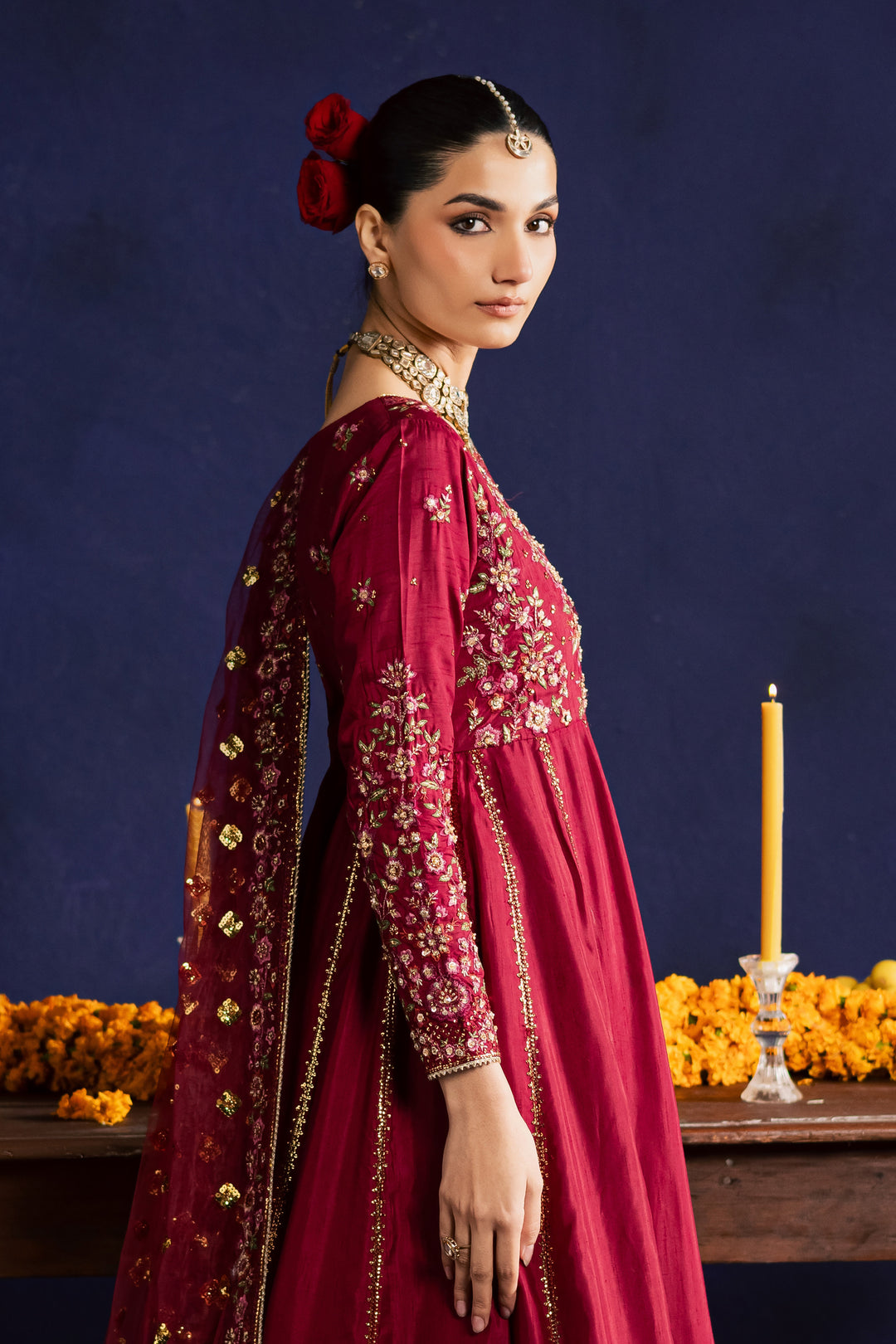  Gulluno 3Pc- Wedding Formal Dress BATIKSTUDIO2025  BATIK   S / Red / Raw Silk-M / Red / Raw Silk-L / Red / Raw Silk