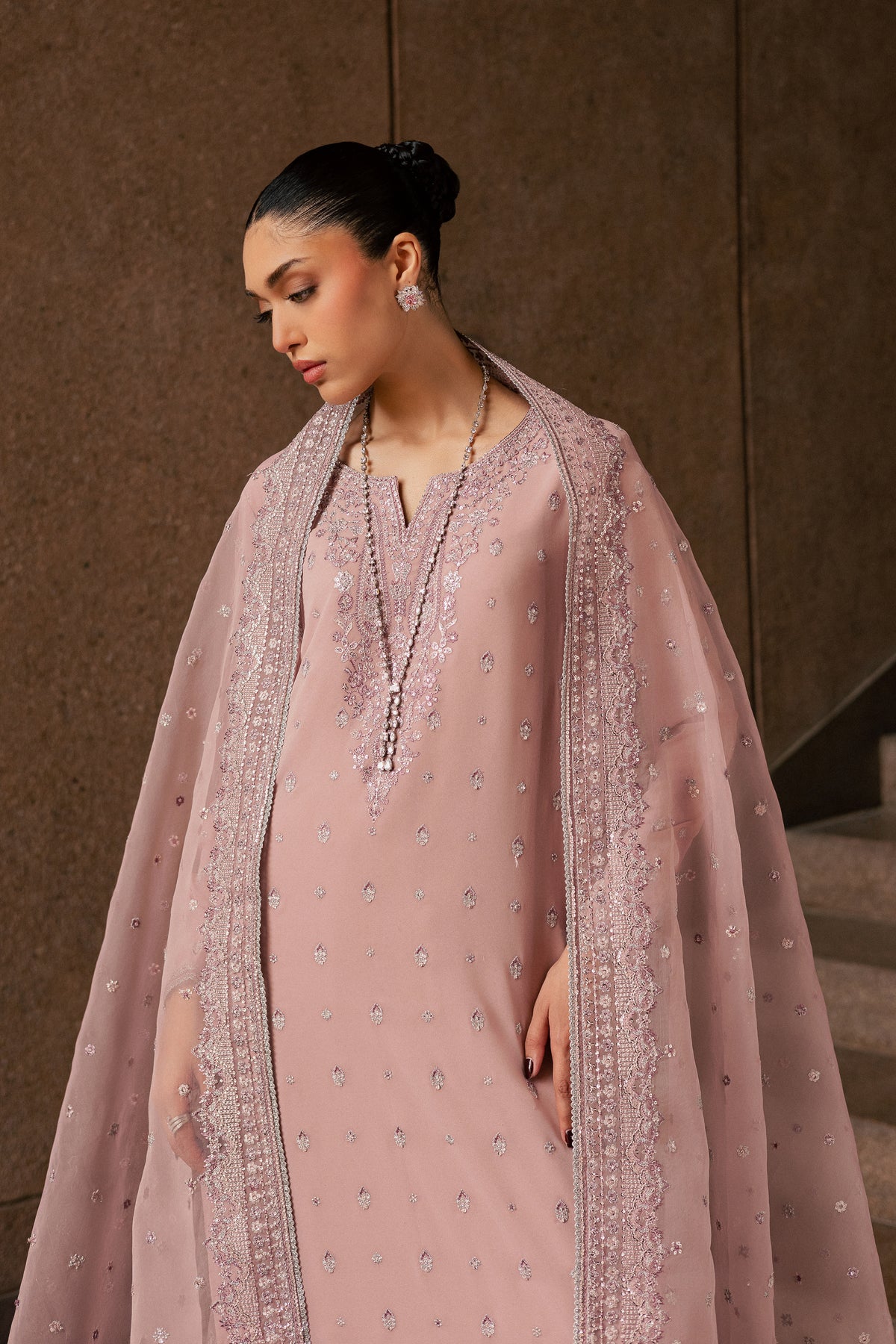 Gulrukh Noor 3Pc - Festive Luxe Pret BATIKLUXOCT26  BATIK   S / Pink / Georgette Chiffoun