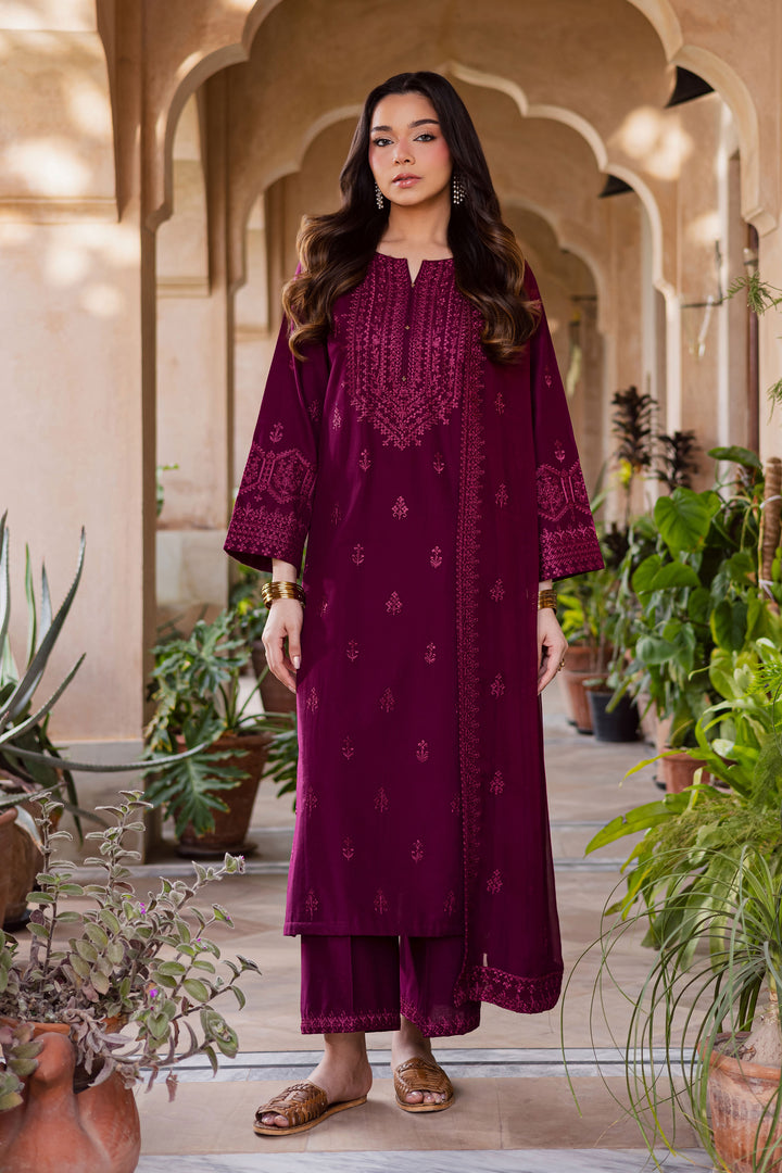 Hezlin 3Pc - Embroidered Khaddar Dress