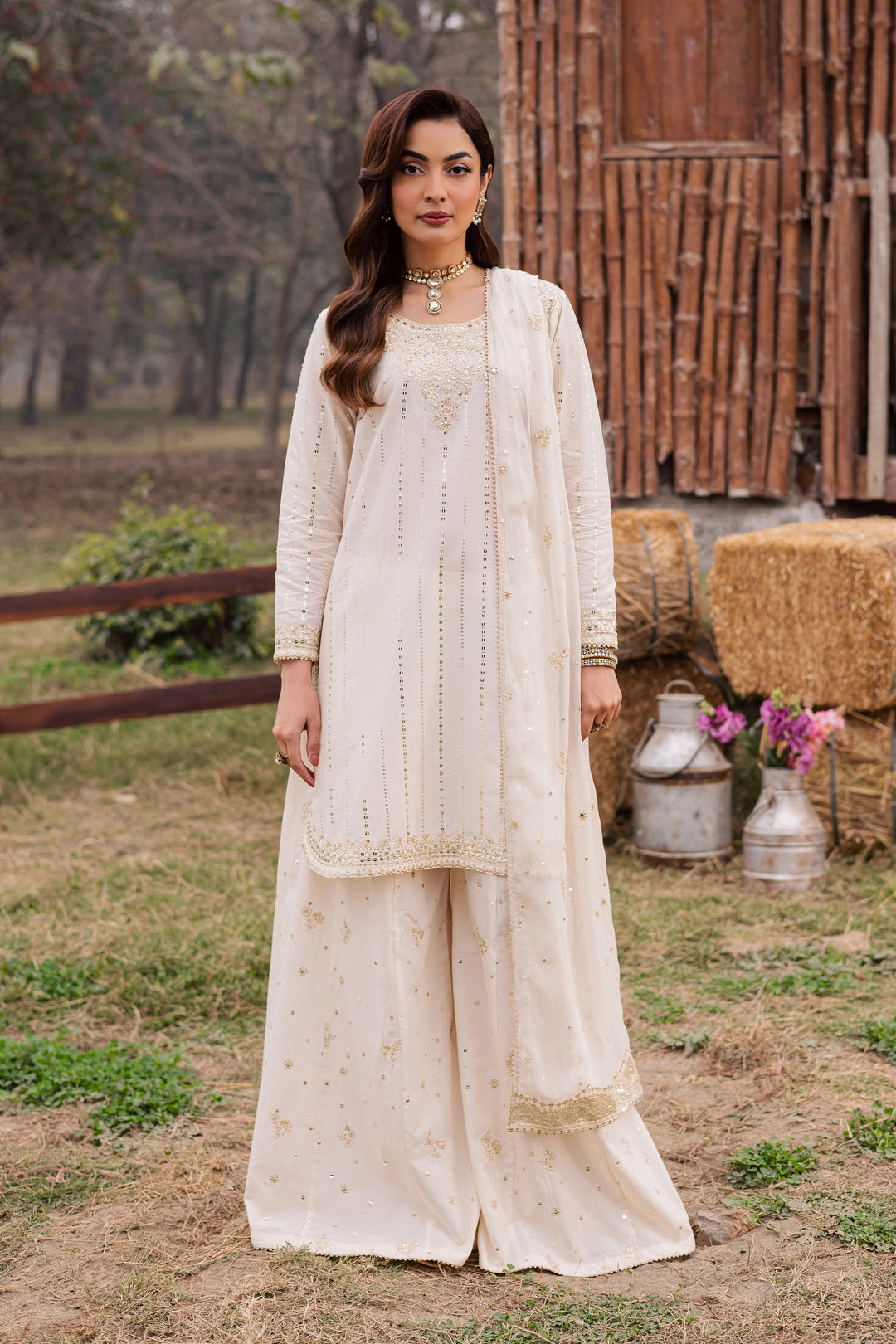  Hans 3Pc - Festive Embroidered Lawn BATIKEID2026  BATIK   XS / White Swan / Pima Lawn-S / White Swan / Pima Lawn-M / White Swan / Pima Lawn-L / White Swan / Pima Lawn-XL / White Swan / Pima Lawn