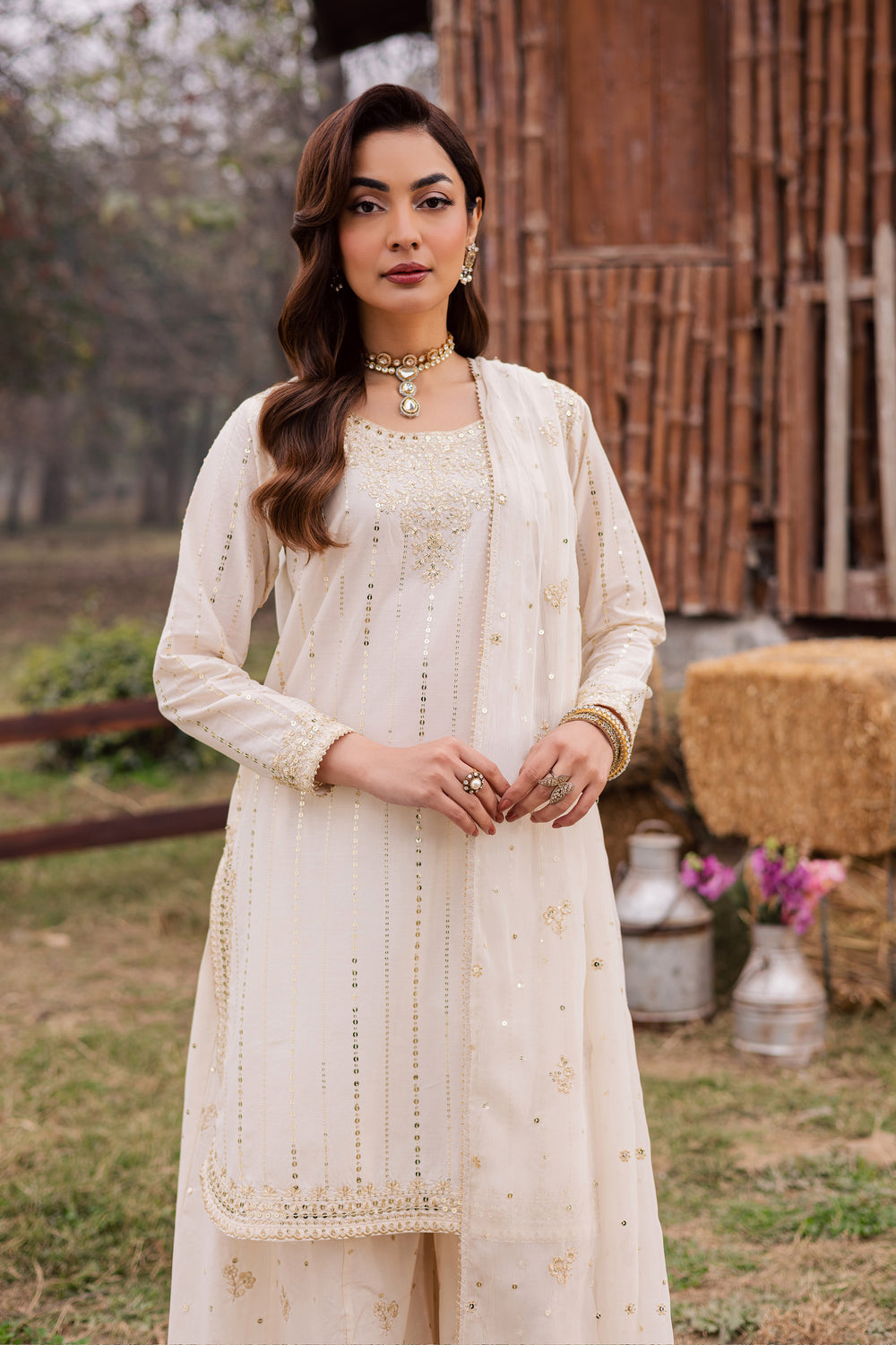  Hans 3Pc - Festive Embroidered Lawn BATIKEID2026  BATIK   XS / White Swan / Pima Lawn-S / White Swan / Pima Lawn-M / White Swan / Pima Lawn-L / White Swan / Pima Lawn-XL / White Swan / Pima Lawn