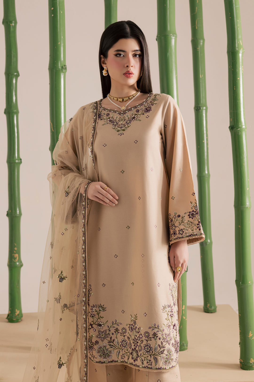  Hastings 3Pc - Embroidered Khaddar Dress BATIK WINTER PRET 2025  BATIK   XS / Beige / Khaddar-S / Beige / Khaddar-M / Beige / Khaddar-L / Beige / Khaddar-XL / Beige / Khaddar