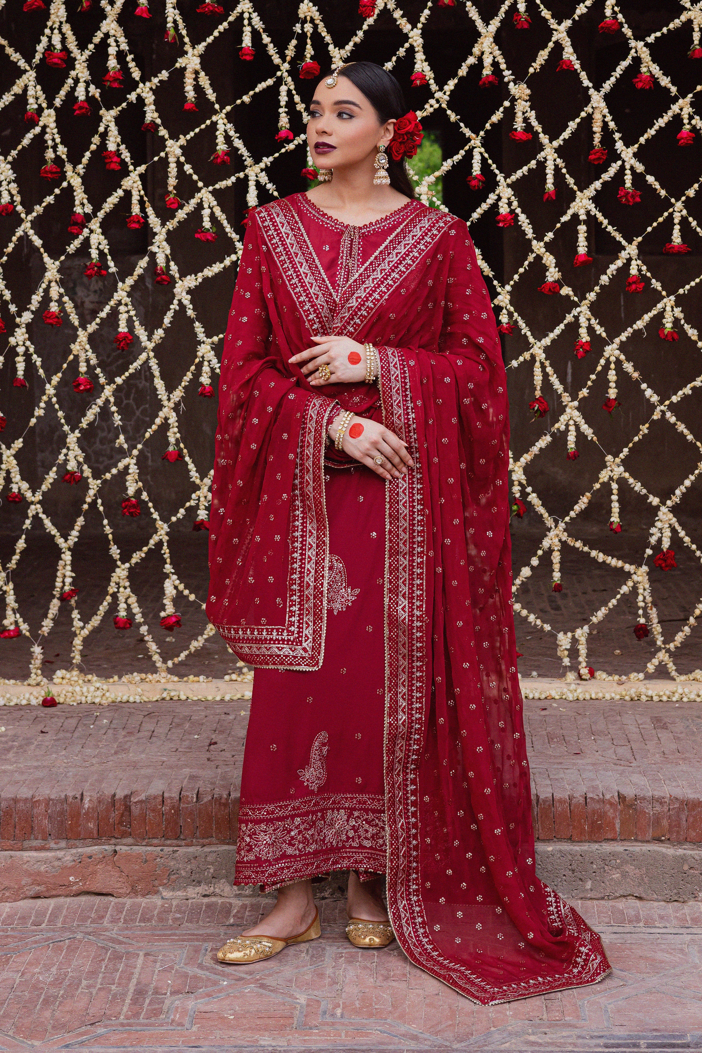  Heer Amber 3Pc - Festive Luxe Pret BATIKLuxePRET  BATIK   XS / Deep Red / Raw Silk-S / Deep Red / Raw Silk-M / Deep Red / Raw Silk-L / Deep Red / Raw Silk-XL / Deep Red / Raw Silk