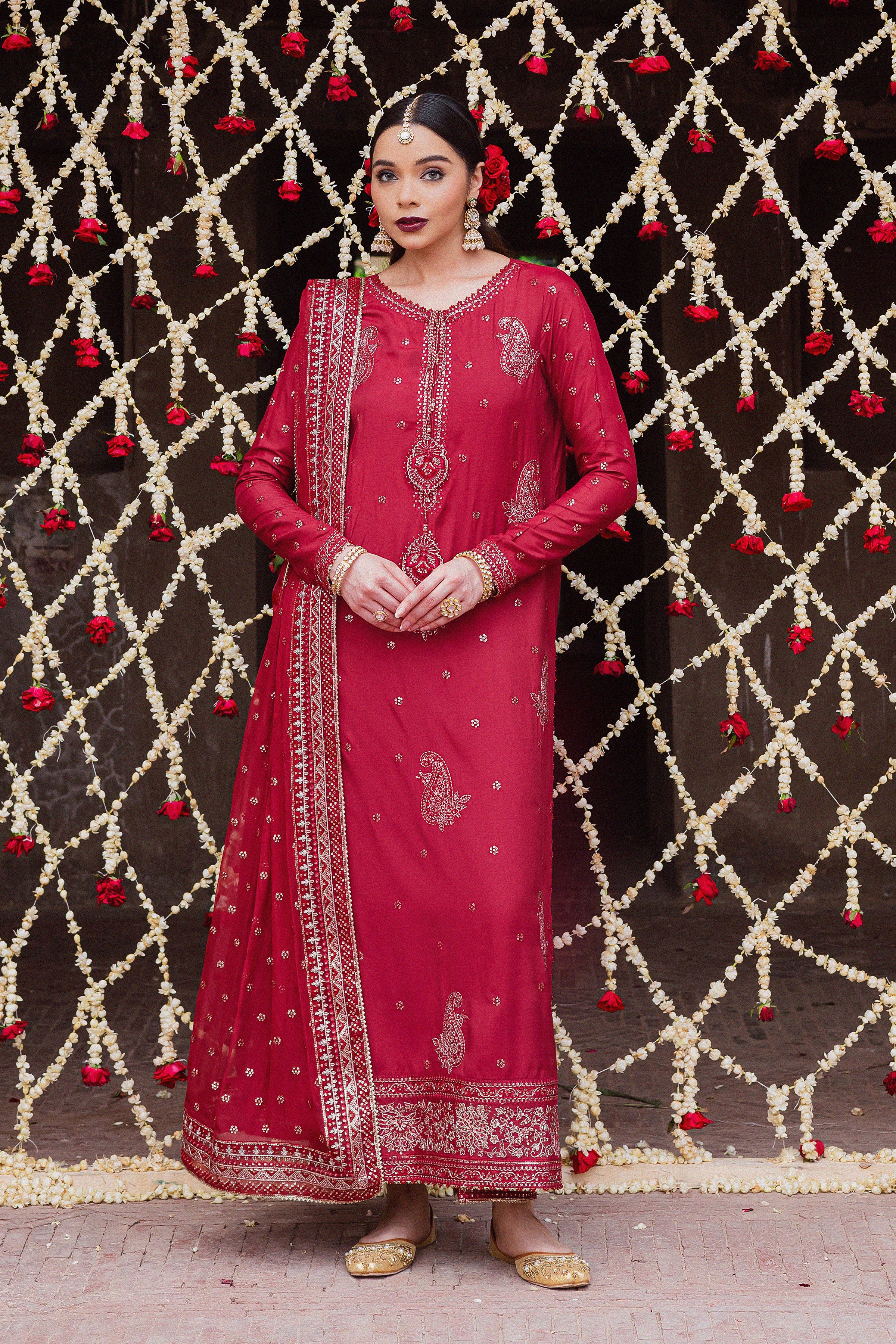  Heer Amber 3Pc - Festive Luxe Pret BATIKLuxePRET  BATIK   XS / Deep Red / Raw Silk-S / Deep Red / Raw Silk-M / Deep Red / Raw Silk-L / Deep Red / Raw Silk-XL / Deep Red / Raw Silk