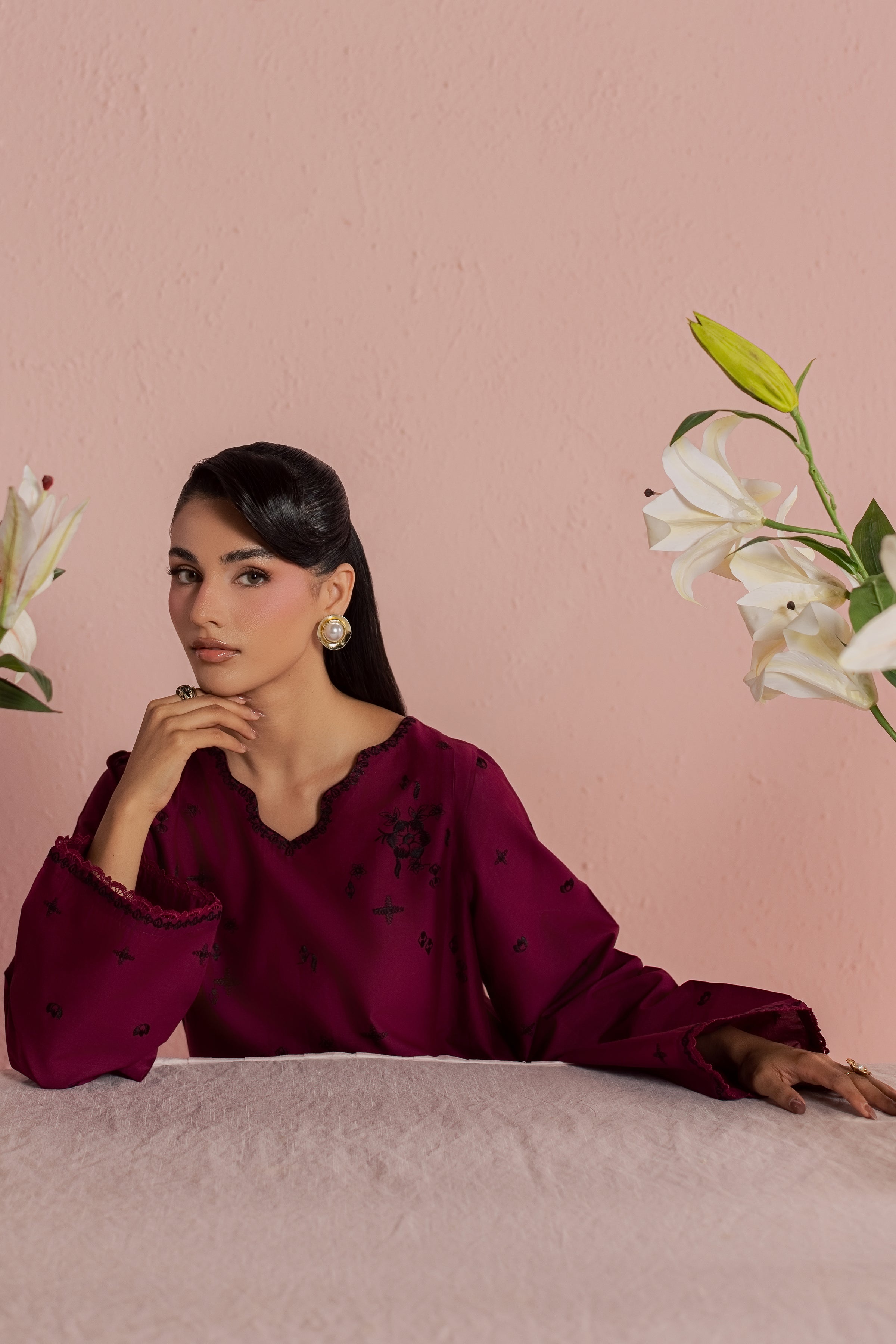  Helia 2Pc - Embroidered Lawn Dress BATIKSS26  BATIK   XS / Old Mauve / Pima Lawn-S / Old Mauve / Pima Lawn-M / Old Mauve / Pima Lawn-L / Old Mauve / Pima Lawn-XL / Old Mauve / Pima Lawn