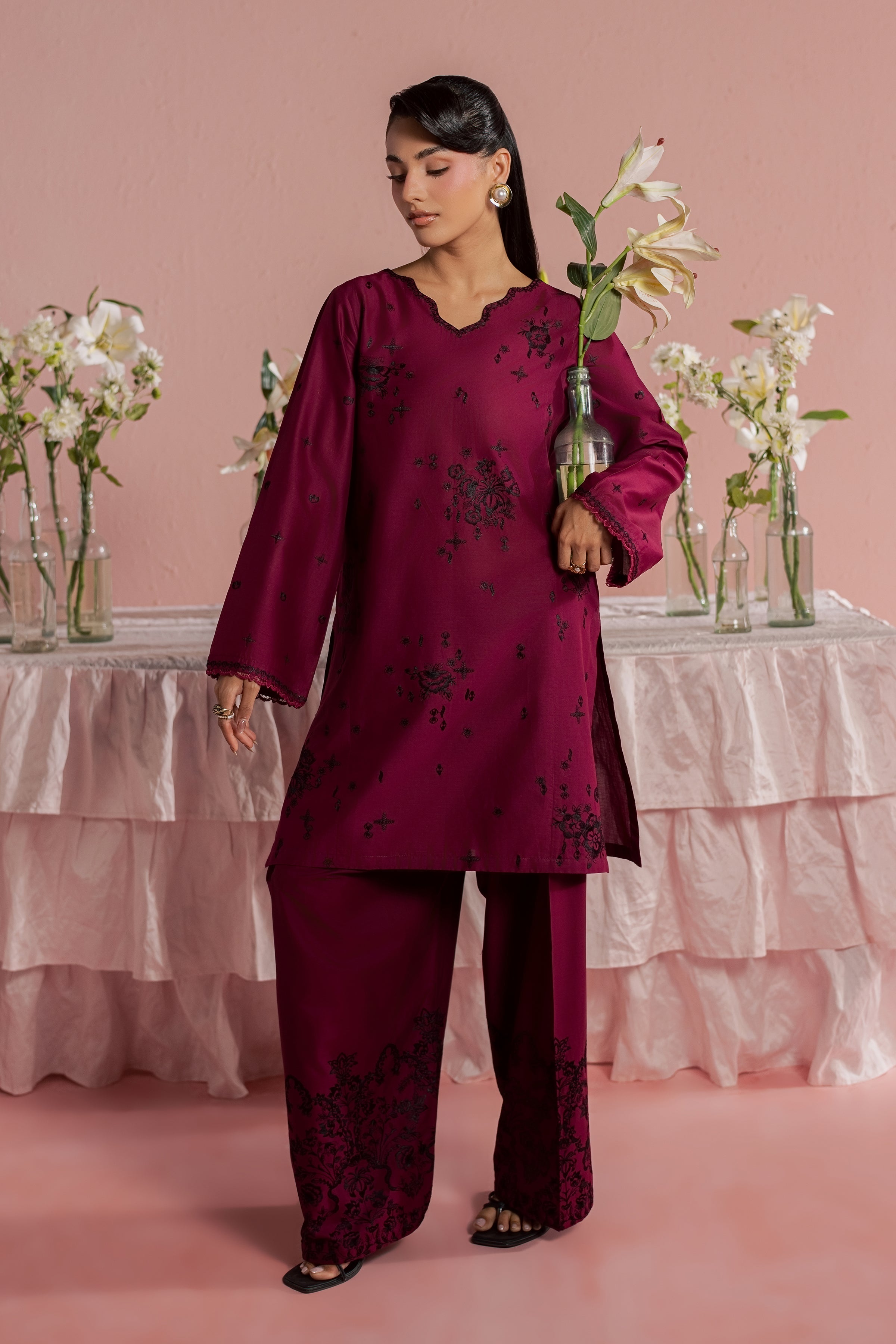  Helia 2Pc - Embroidered Lawn Dress BATIKSS26  BATIK   XS / Old Mauve / Pima Lawn-S / Old Mauve / Pima Lawn-M / Old Mauve / Pima Lawn-L / Old Mauve / Pima Lawn-XL / Old Mauve / Pima Lawn