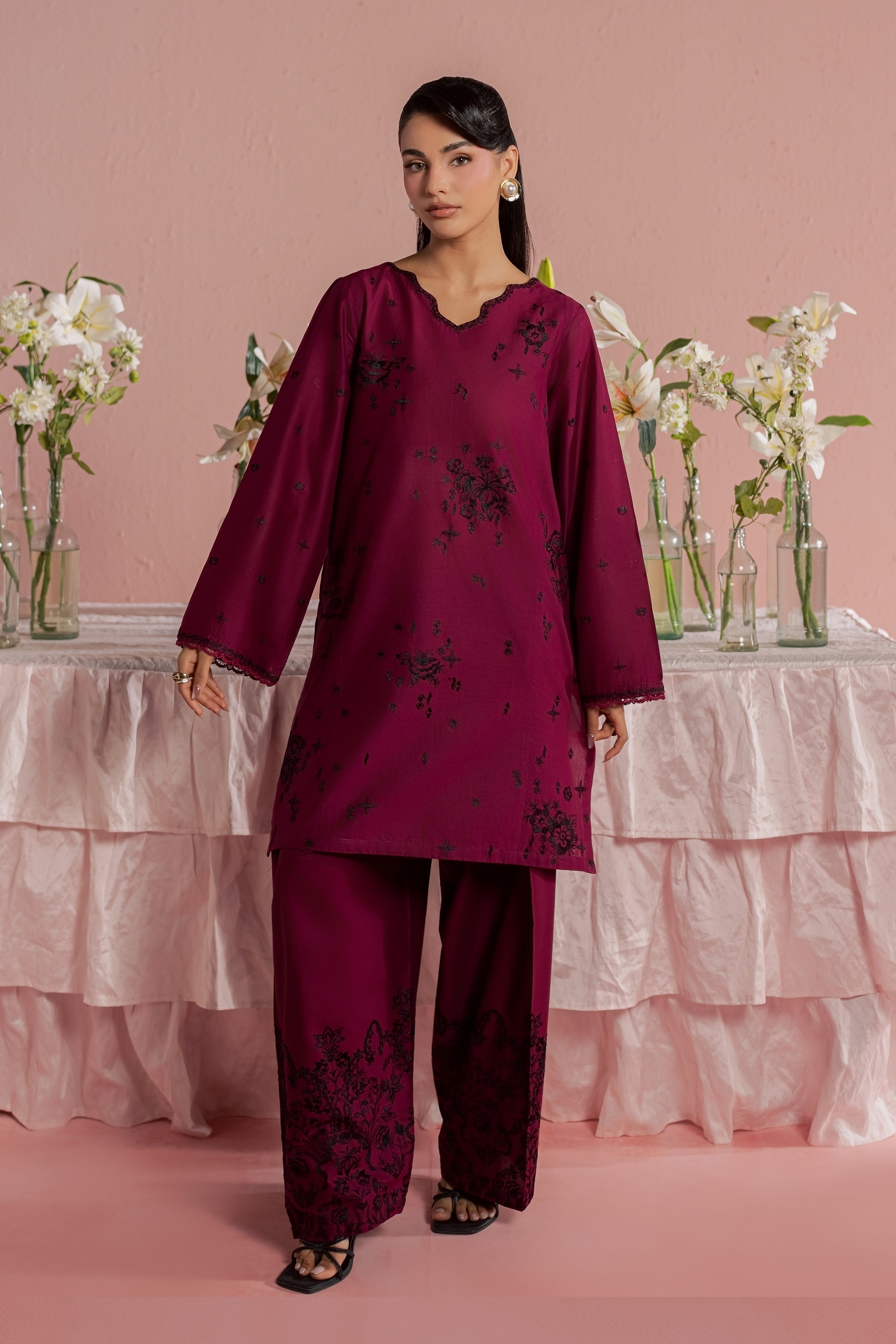  Helia 2Pc - Embroidered Lawn Dress BATIKSS26  BATIK   XS / Old Mauve / Pima Lawn-S / Old Mauve / Pima Lawn-M / Old Mauve / Pima Lawn-L / Old Mauve / Pima Lawn-XL / Old Mauve / Pima Lawn