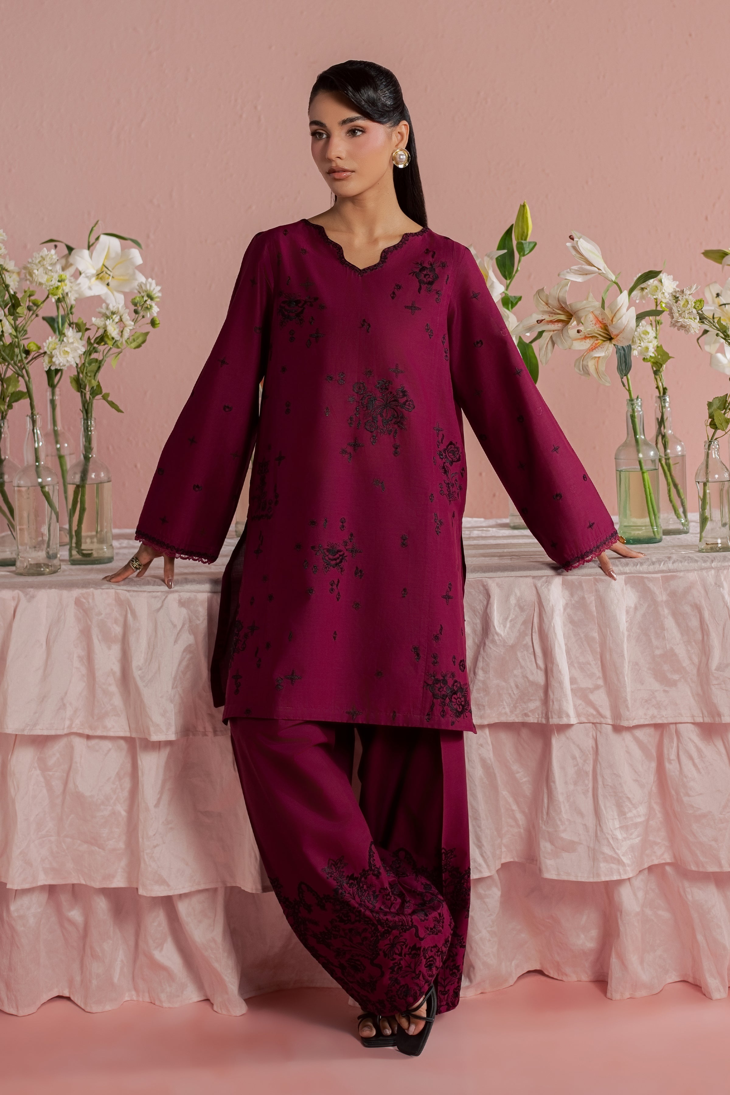  Helia 2Pc - Embroidered Lawn Dress BATIKSS26  BATIK   XS / Old Mauve / Pima Lawn-S / Old Mauve / Pima Lawn-M / Old Mauve / Pima Lawn-L / Old Mauve / Pima Lawn-XL / Old Mauve / Pima Lawn