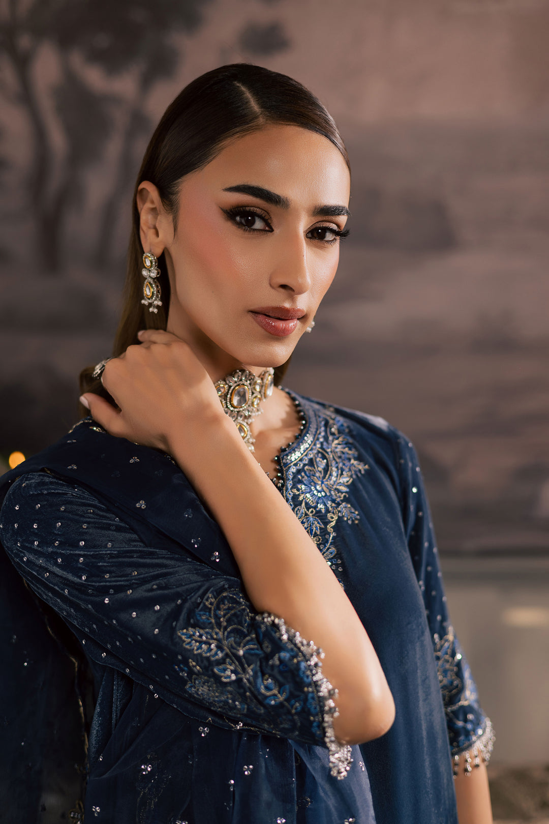  Hematite 3Pc - Velvet Luxe Pret BATIKLuxePRET2025  BATIK   XS / Grey / Velvet-S / Grey / Velvet-M / Grey / Velvet-L / Grey / Velvet-XL / Grey / Velvet