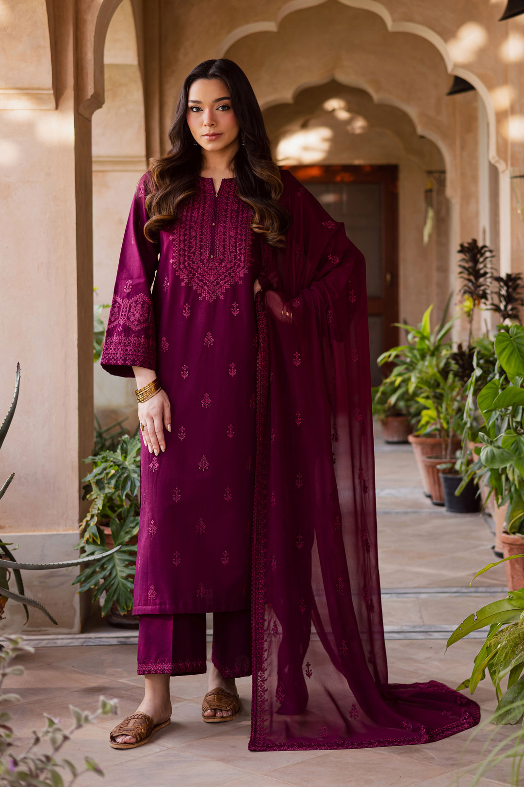  Hezlin 3Pc - Embroidered Khaddar Dress BATIK WINTER PRET 2025  BATIK   XS / Maroon / Khaddar-S / Maroon / Khaddar-M / Maroon / Khaddar-L / Maroon / Khaddar-XL / Maroon / Khaddar