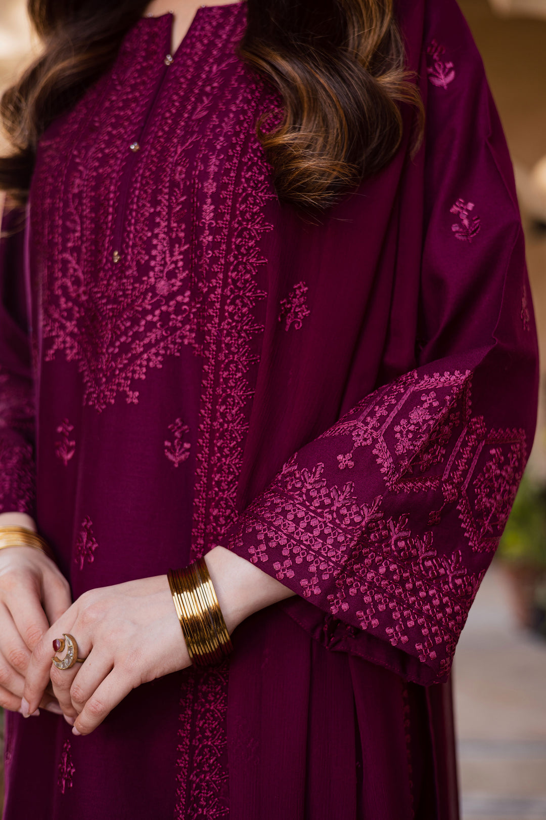  Hezlin 3Pc - Embroidered Khaddar Dress BATIK WINTER PRET 2025  BATIK   XS / Maroon / Khaddar-S / Maroon / Khaddar-M / Maroon / Khaddar-L / Maroon / Khaddar-XL / Maroon / Khaddar