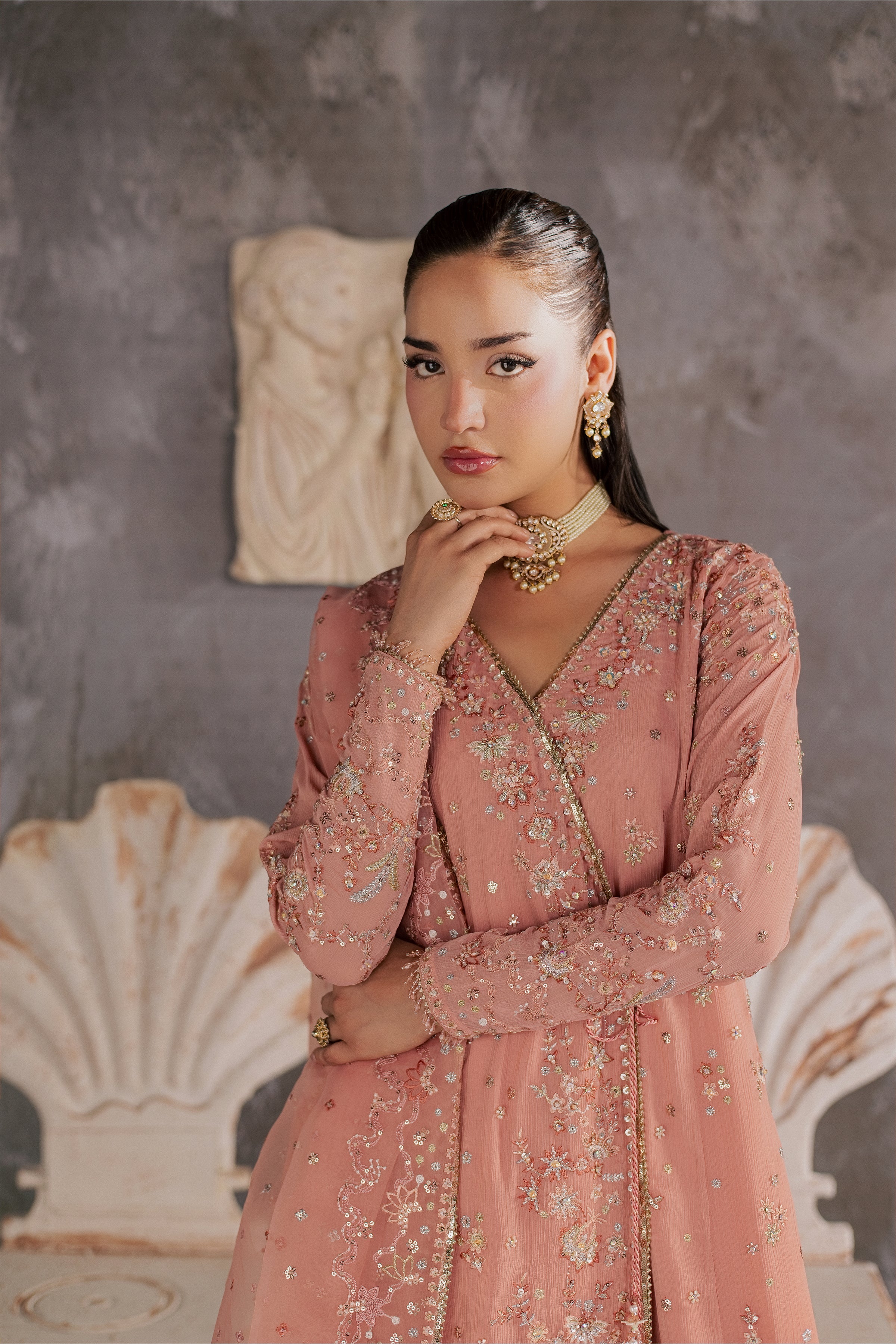  Hoor 3Pc - Festive Luxe Pret BATIKSTUDIO2026  BATIK   S / Peach / Crinkle-M / Peach / Crinkle-L / Peach / Crinkle