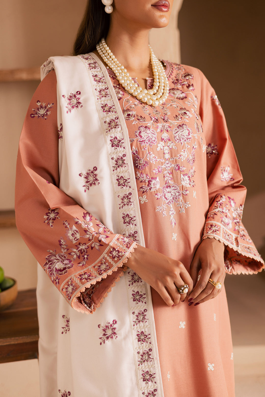  Hunter 3Pc - Embroidered Khaddar Dress BATIK WINTER PRET 2025  BATIK   XS / Coral Peach / Khaddar-S / Coral Peach / Khaddar-M / Coral Peach / Khaddar-L / Coral Peach / Khaddar-XL / Coral Peach / Khaddar