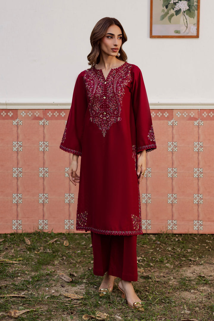  Hyde 2Pc - Embroidered Khaddar Dress BATIK WINTER PRET 2025  BATIK   XS / Beetroot / Khaddar-S / Beetroot / Khaddar-M / Beetroot / Khaddar-L / Beetroot / Khaddar-XL / Beetroot / Khaddar
